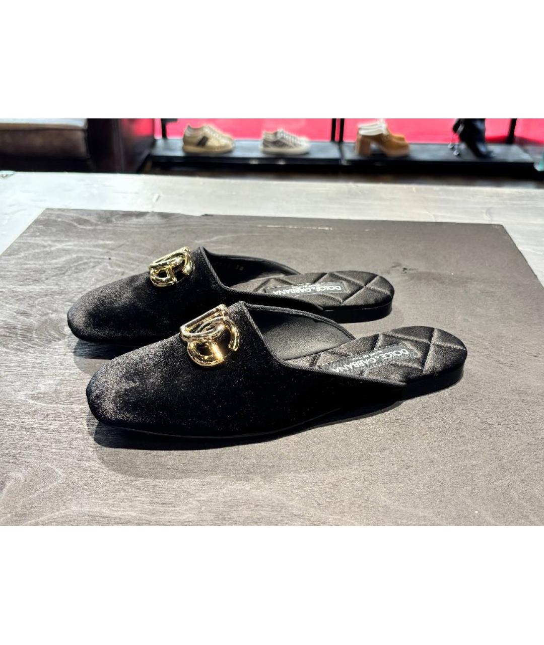 DOLCE&GABBANA Черные текстильные сабо, фото 3