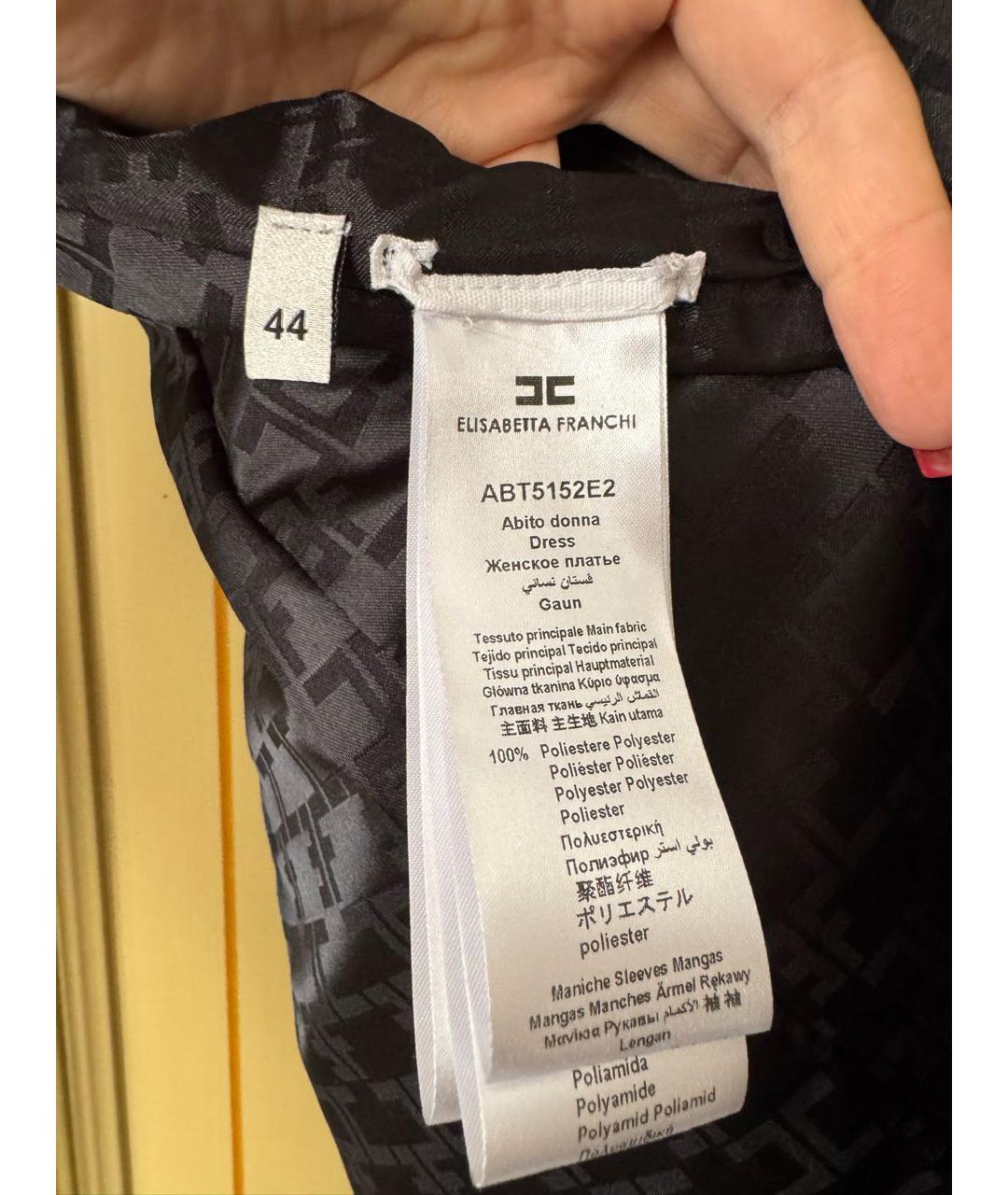 ELISABETTA FRANCHI Черное полиэстеровое коктейльное платье, фото 4