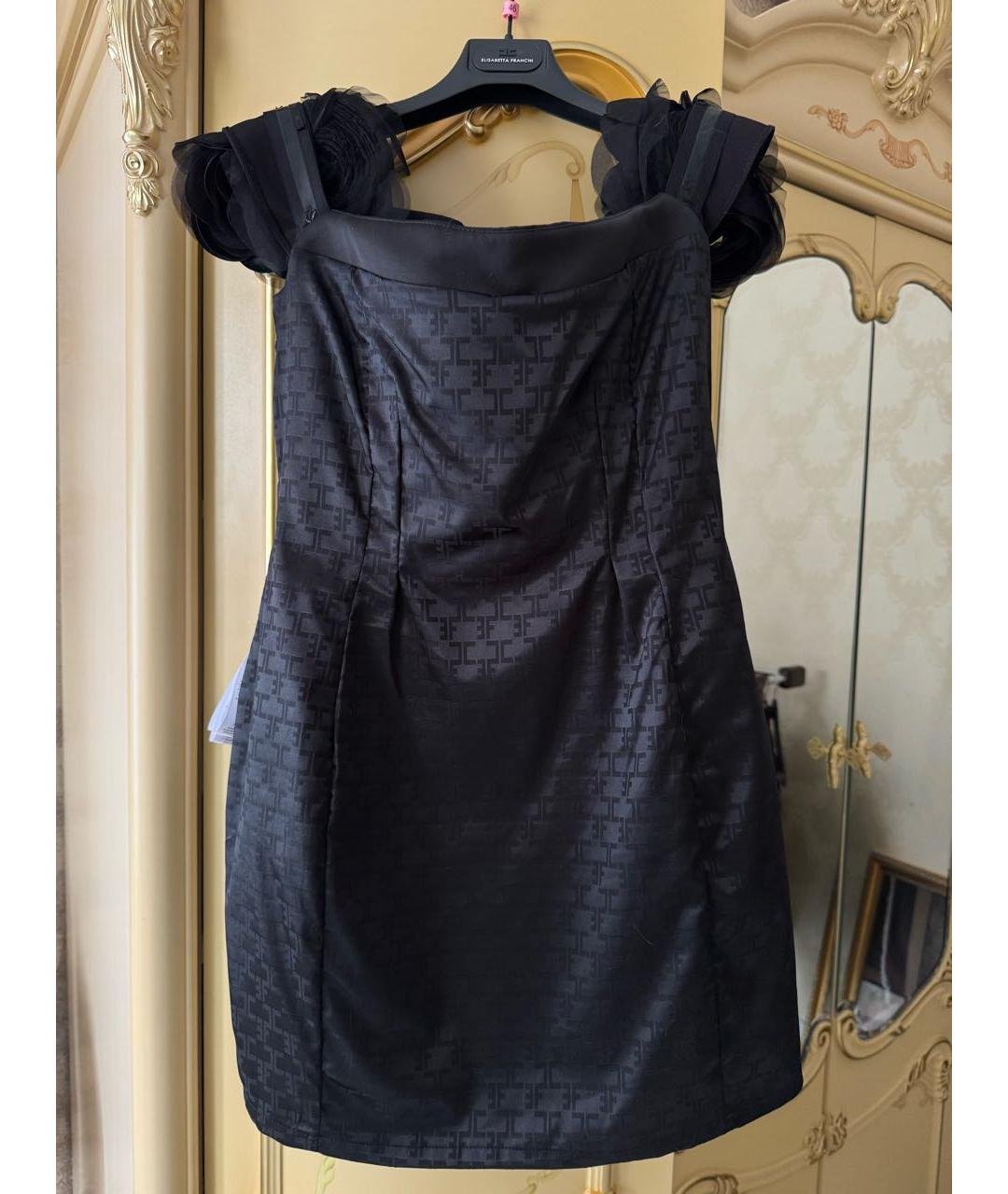 ELISABETTA FRANCHI Черное полиэстеровое коктейльное платье, фото 7