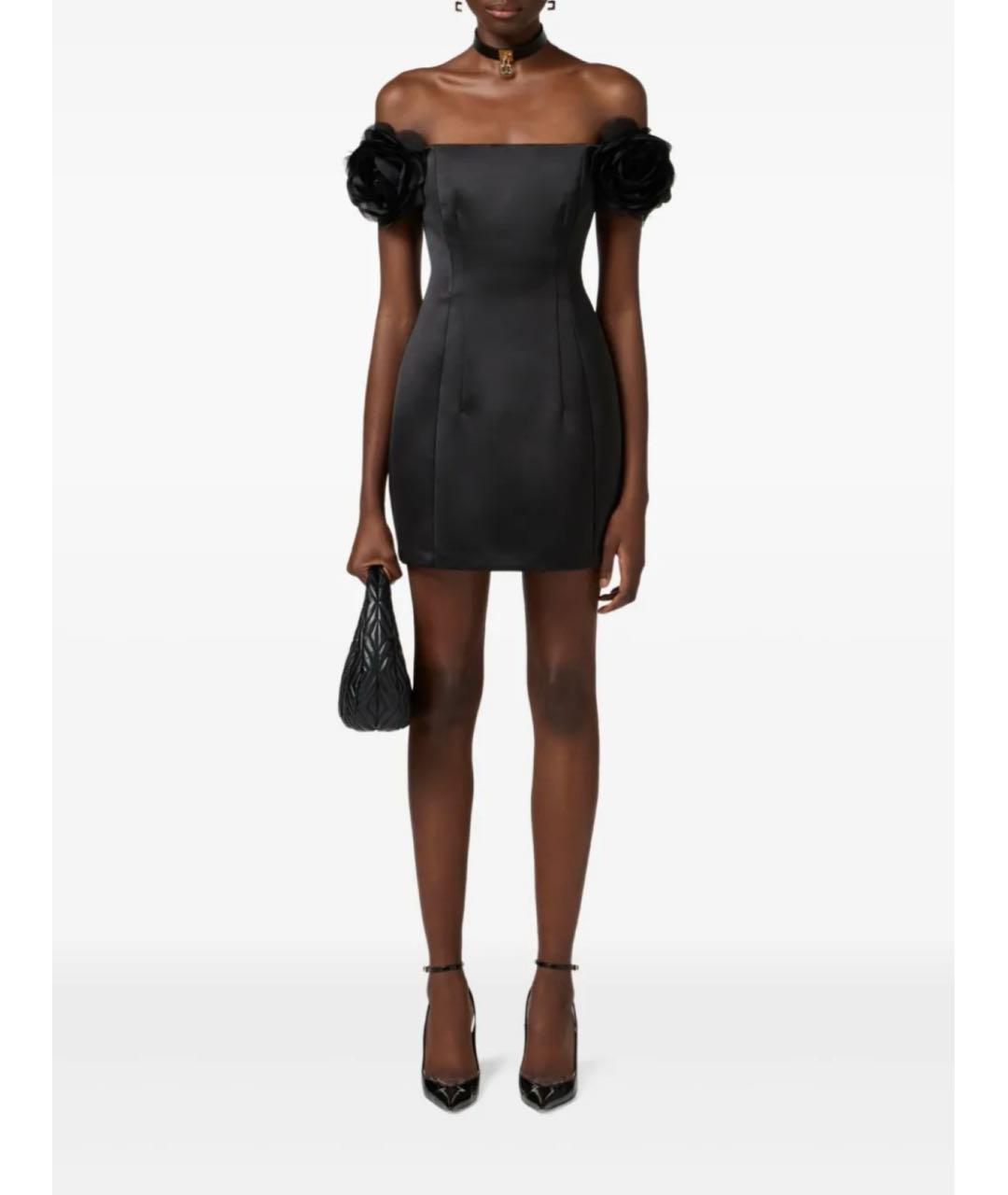 ELISABETTA FRANCHI Черное полиэстеровое коктейльное платье, фото 2