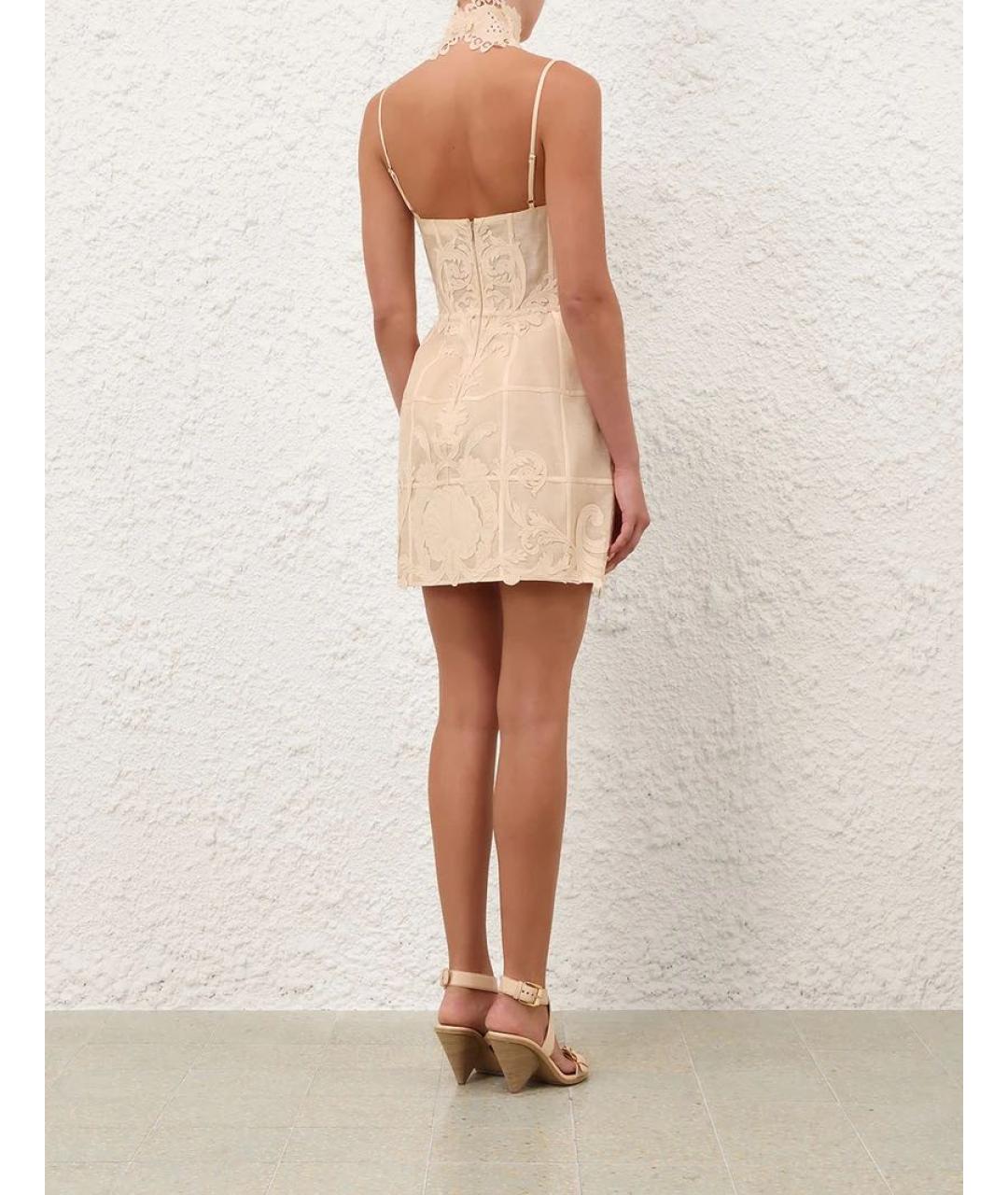ZIMMERMANN Бежевое шелковое коктейльное платье, фото 5