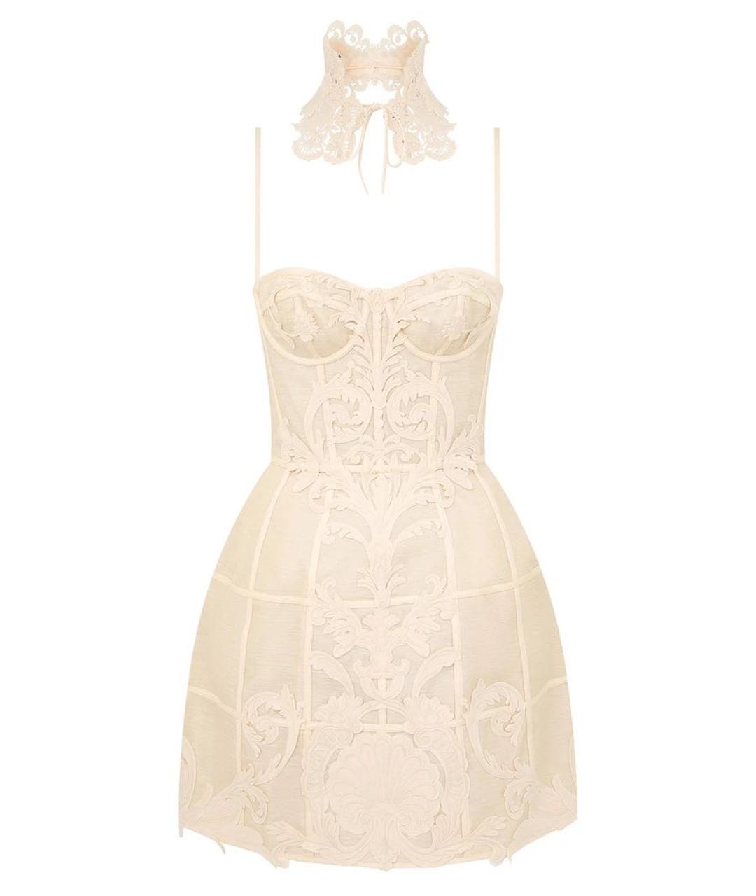 ZIMMERMANN Бежевое шелковое коктейльное платье, фото 1