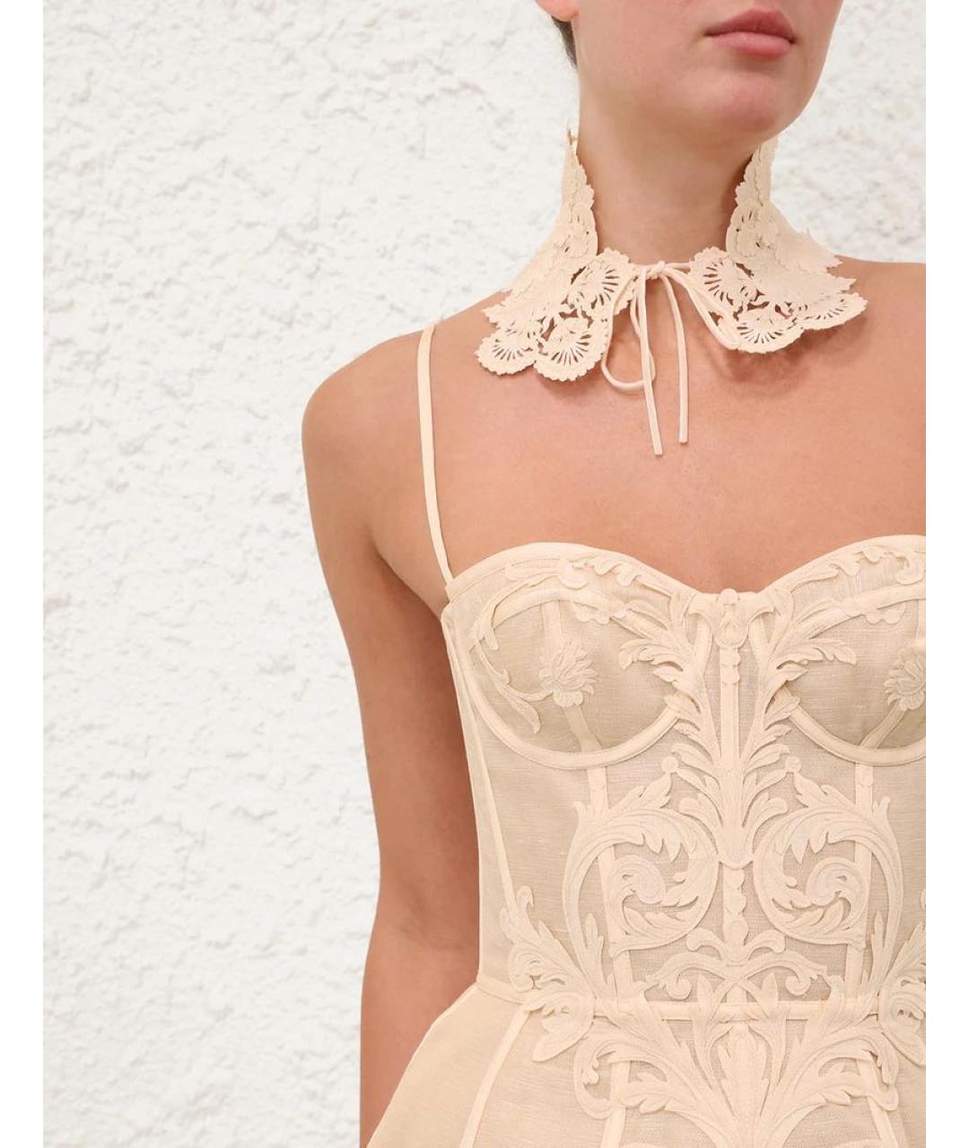 ZIMMERMANN Бежевое шелковое коктейльное платье, фото 4