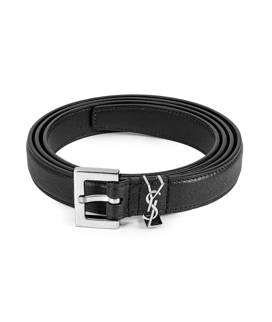 SAINT LAURENT Черный кожаный ремень, фото 1