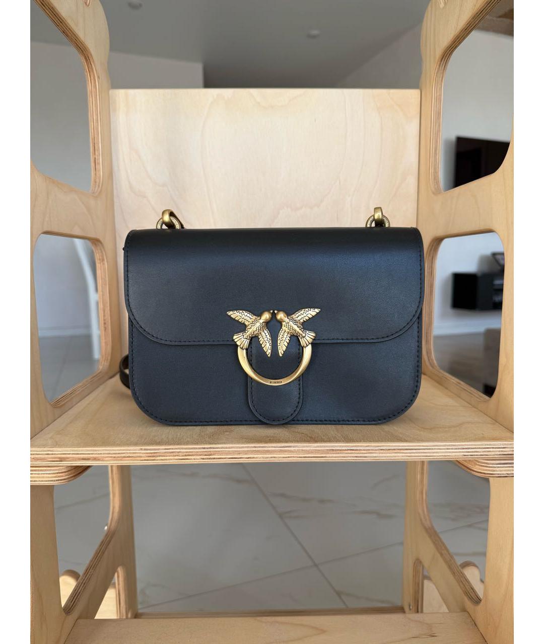 PINKO Черная кожаная сумка через плечо, фото 9