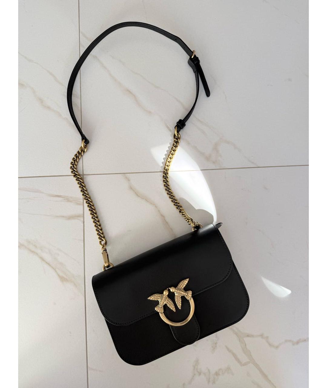 PINKO Черная кожаная сумка через плечо, фото 5