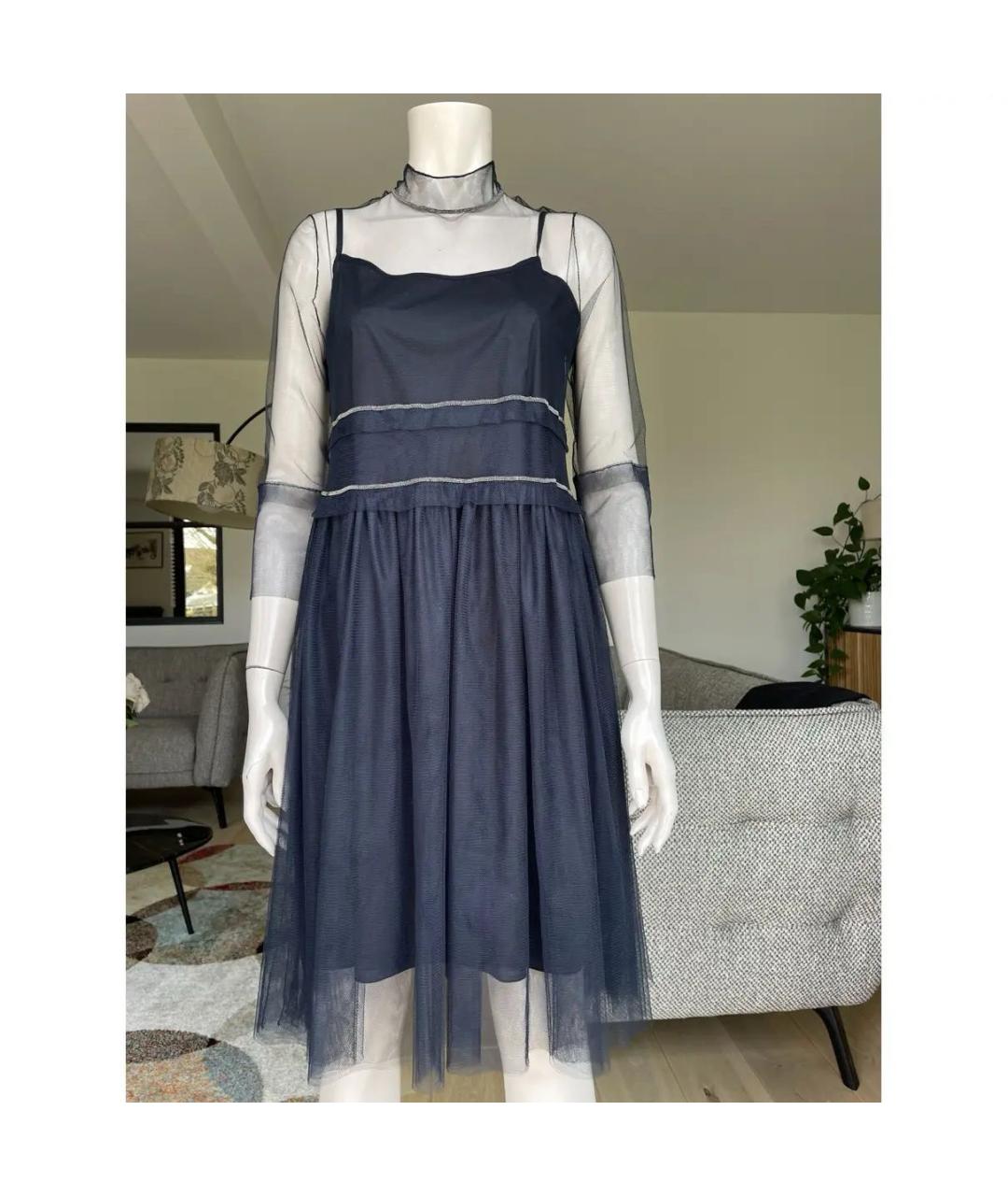 FABIANA FILIPPI Темно-синее полиэстеровое коктейльное платье, фото 2