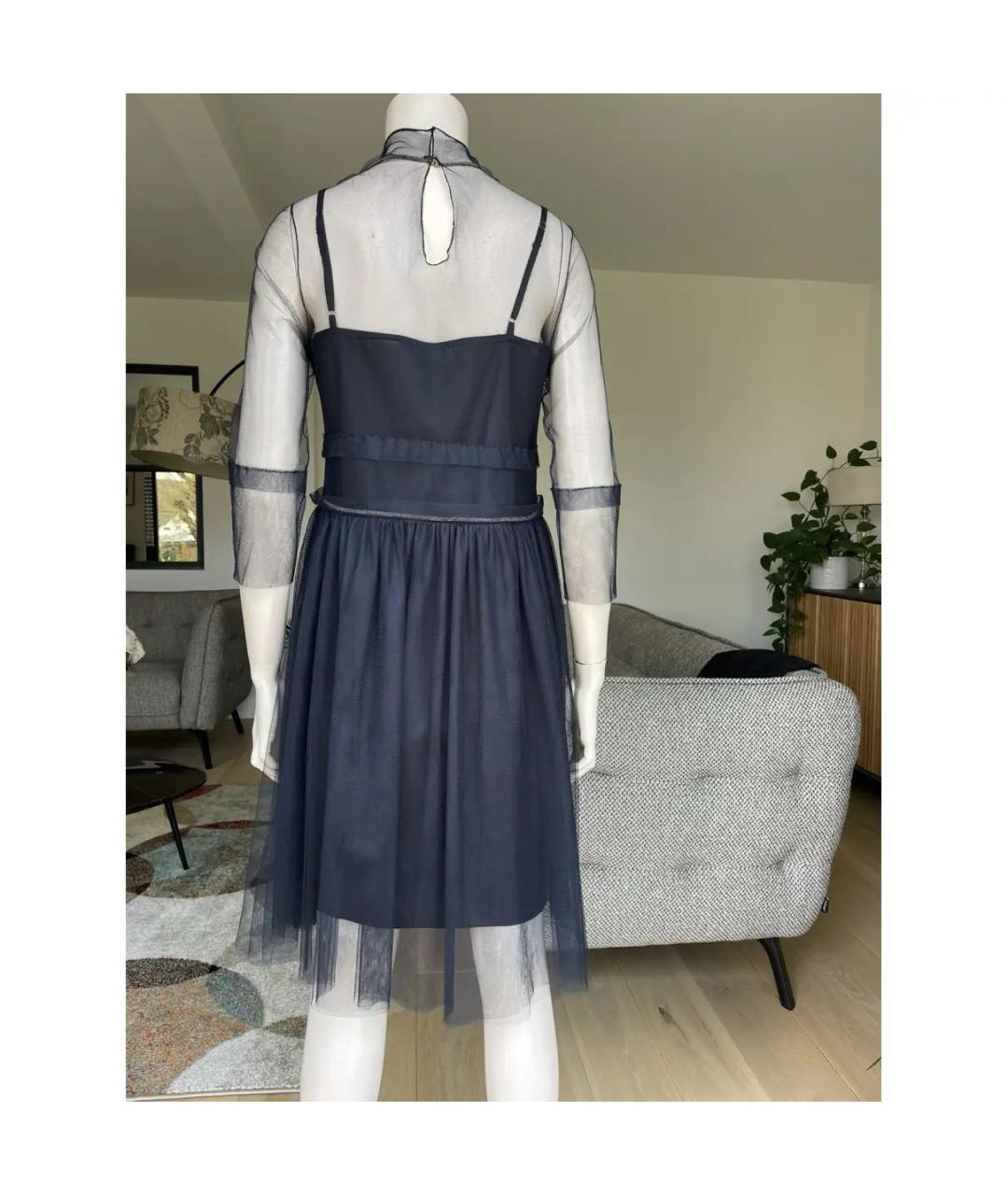 FABIANA FILIPPI Темно-синее полиэстеровое коктейльное платье, фото 3