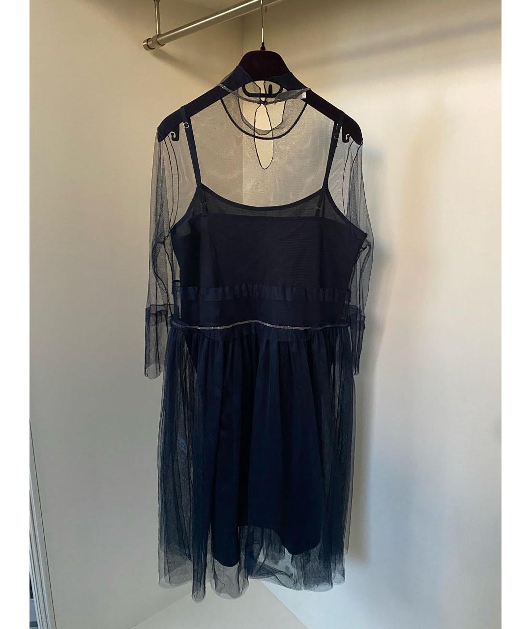 FABIANA FILIPPI Темно-синее полиэстеровое коктейльное платье, фото 7