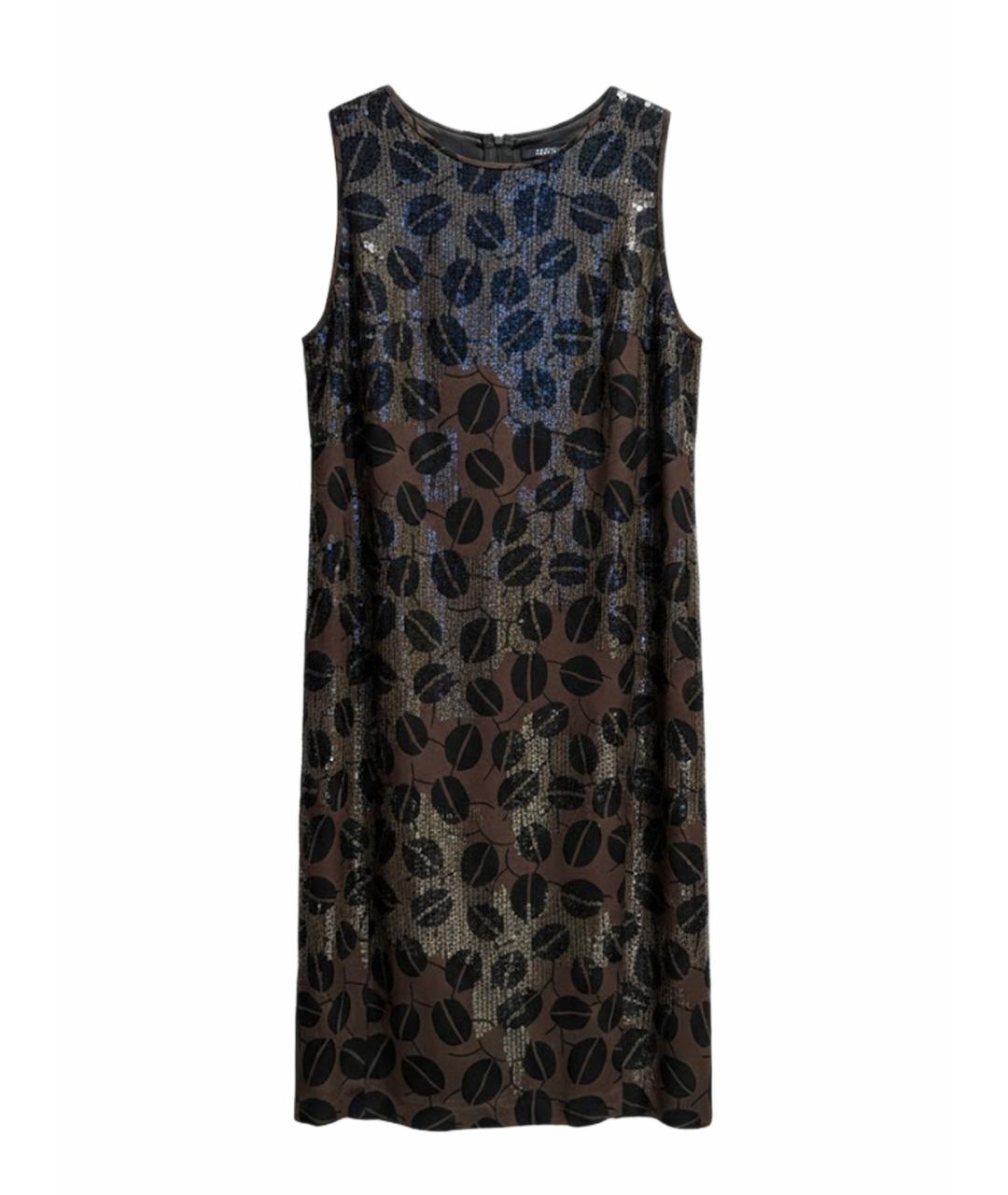 OSCAR DE LA RENTA Коричневое шелковое коктейльное платье, фото 1