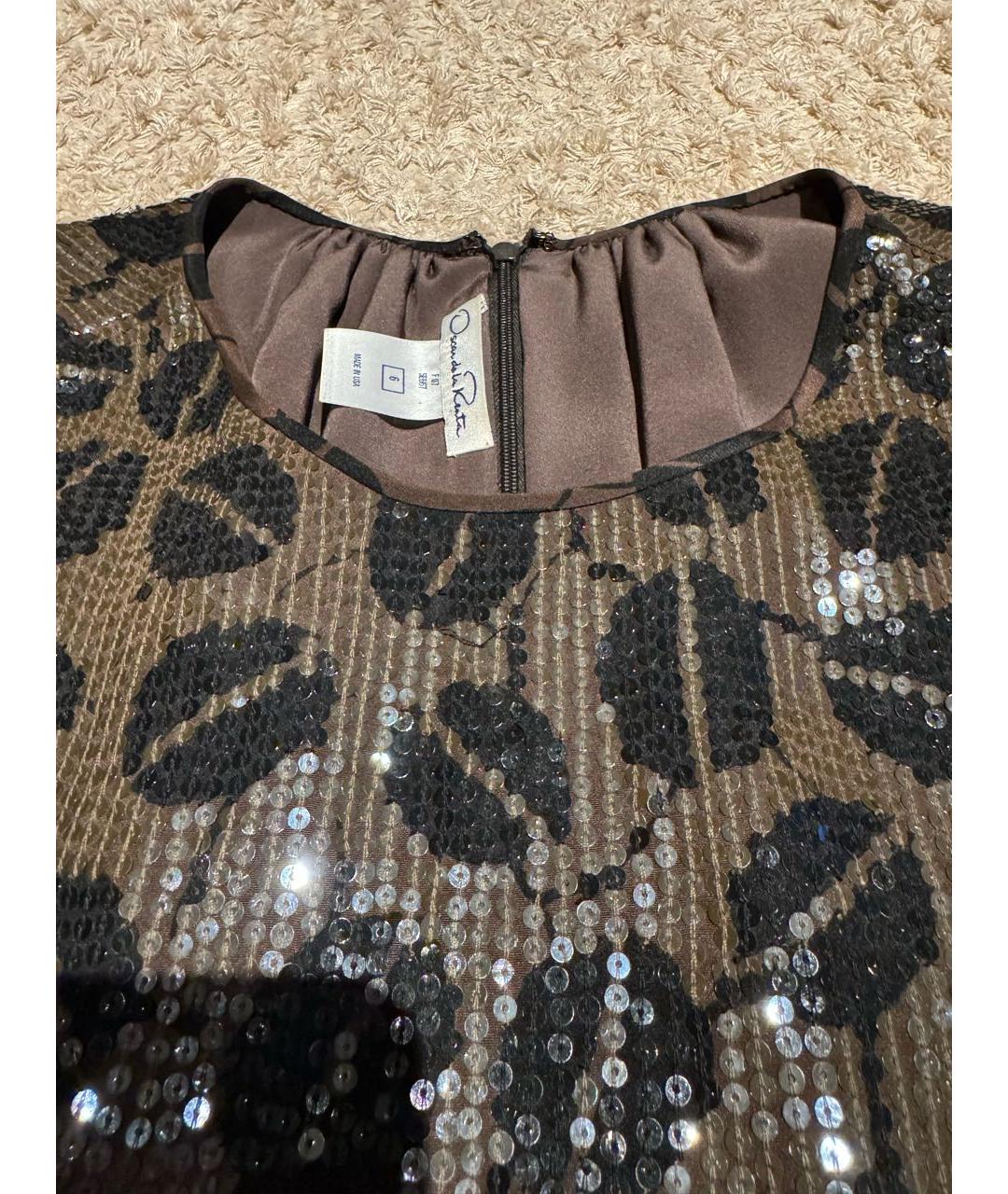 OSCAR DE LA RENTA Коричневое шелковое коктейльное платье, фото 4