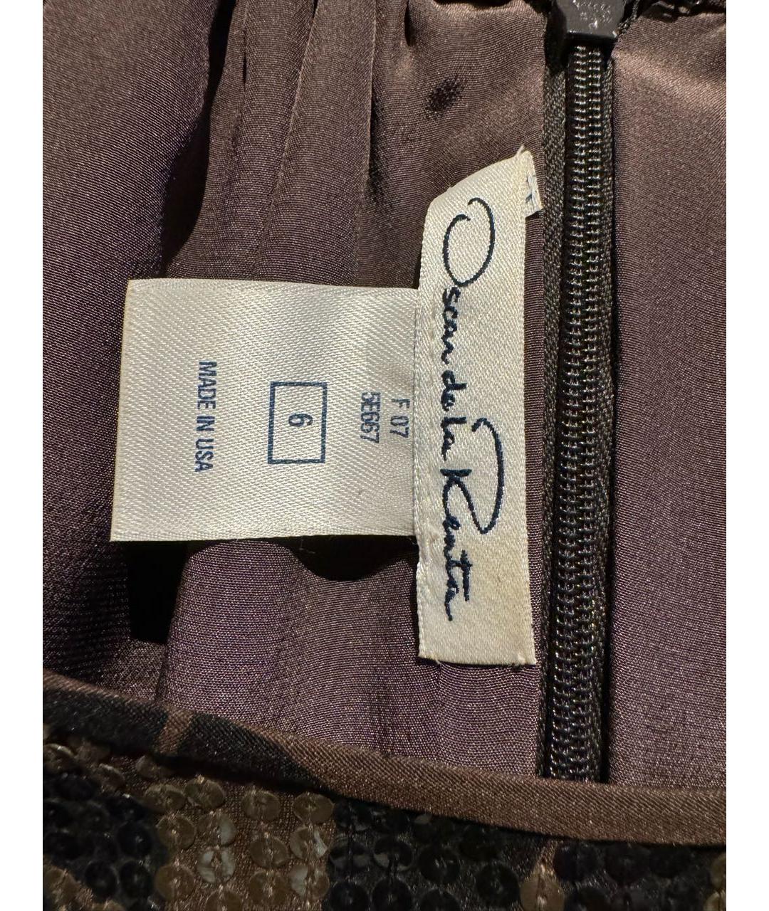 OSCAR DE LA RENTA Коричневое шелковое коктейльное платье, фото 5