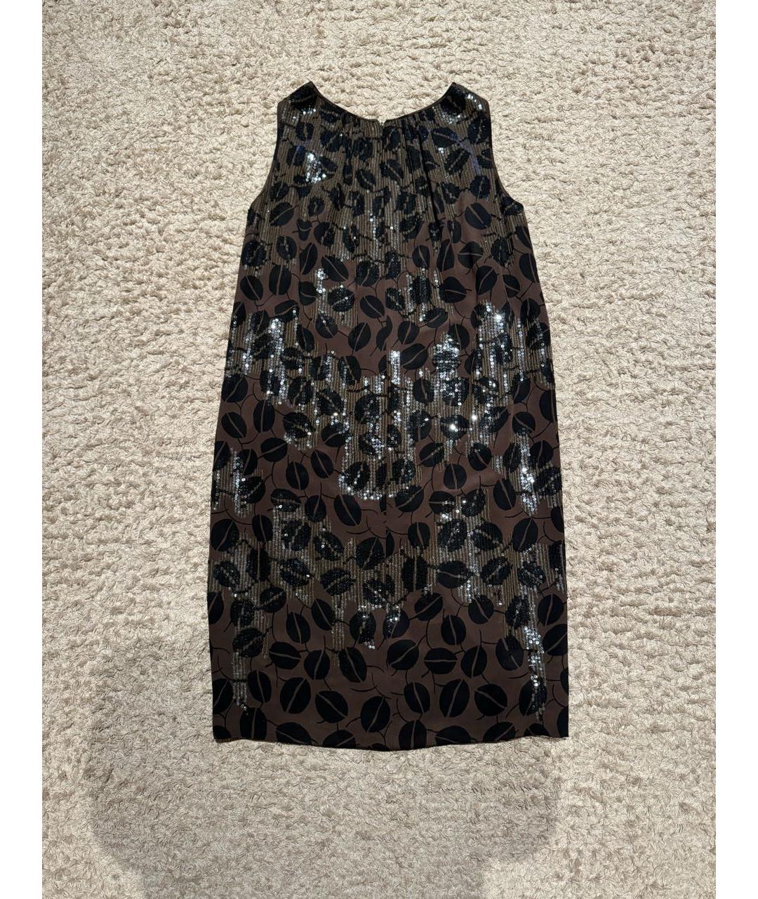 OSCAR DE LA RENTA Коричневое шелковое коктейльное платье, фото 2