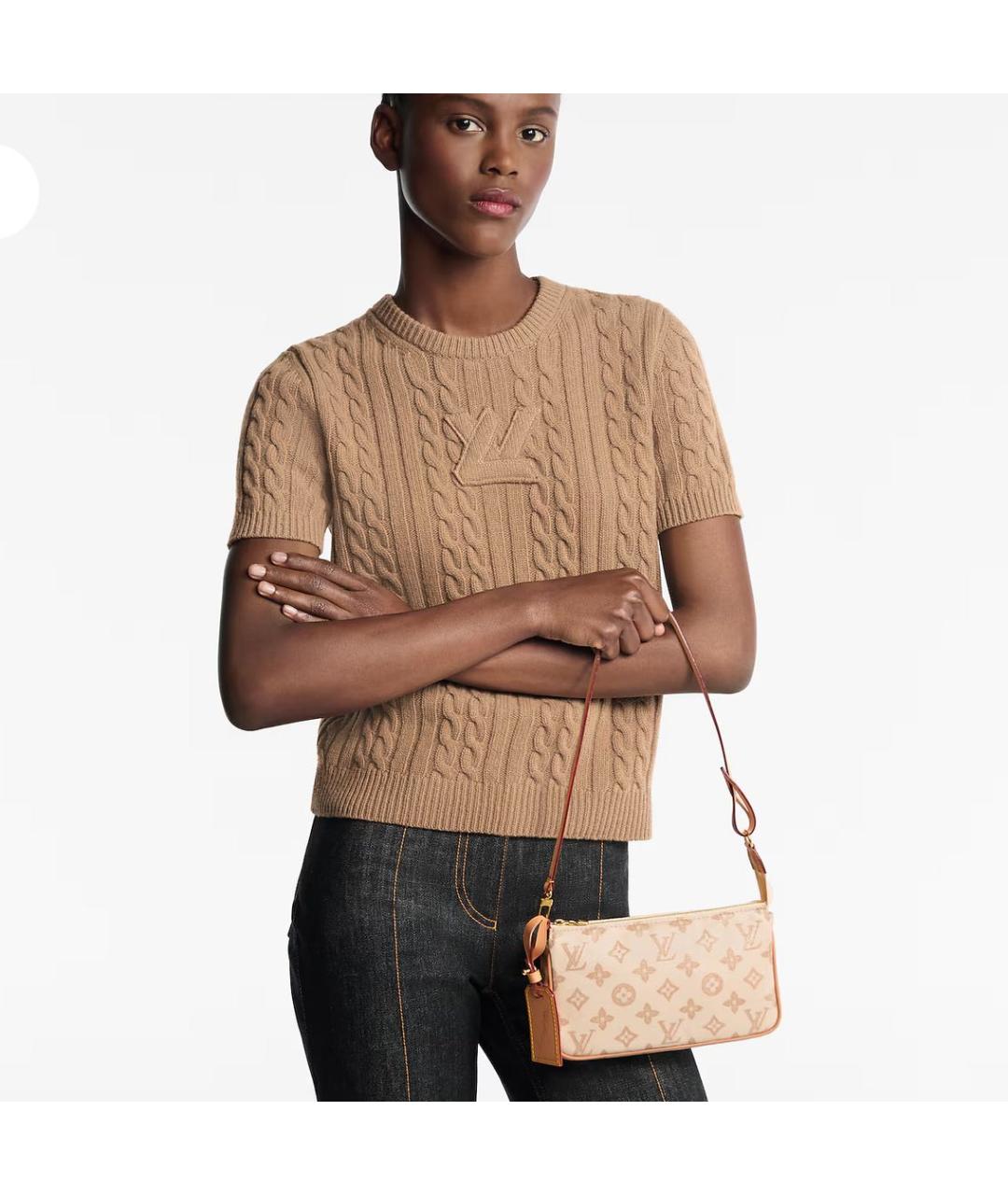 LOUIS VUITTON Бежевая сумка с короткими ручками, фото 3