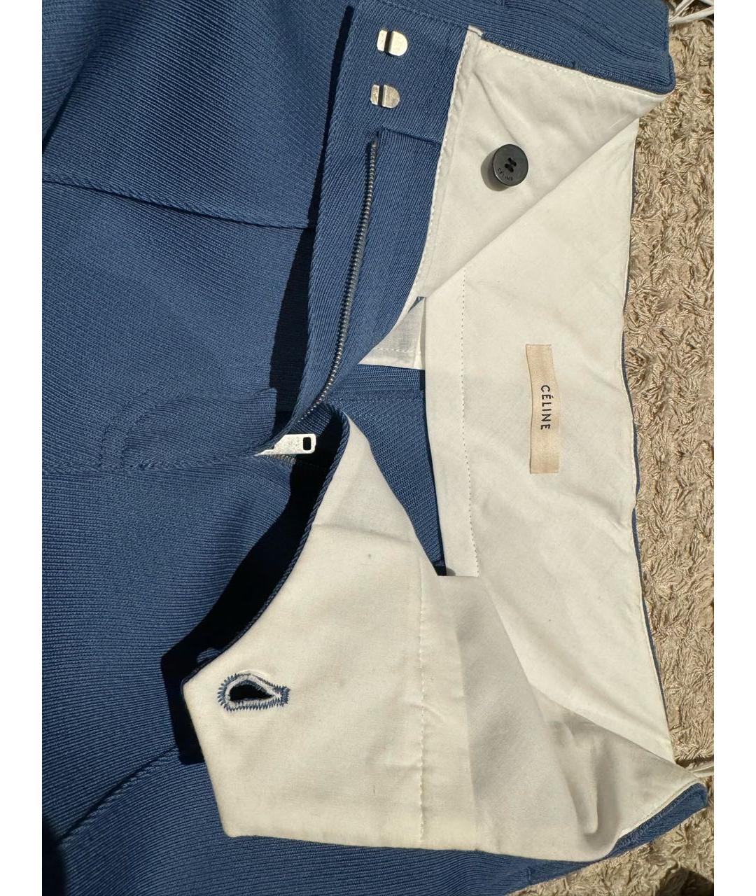 CELINE Синие шерстяные брюки широкие, фото 3