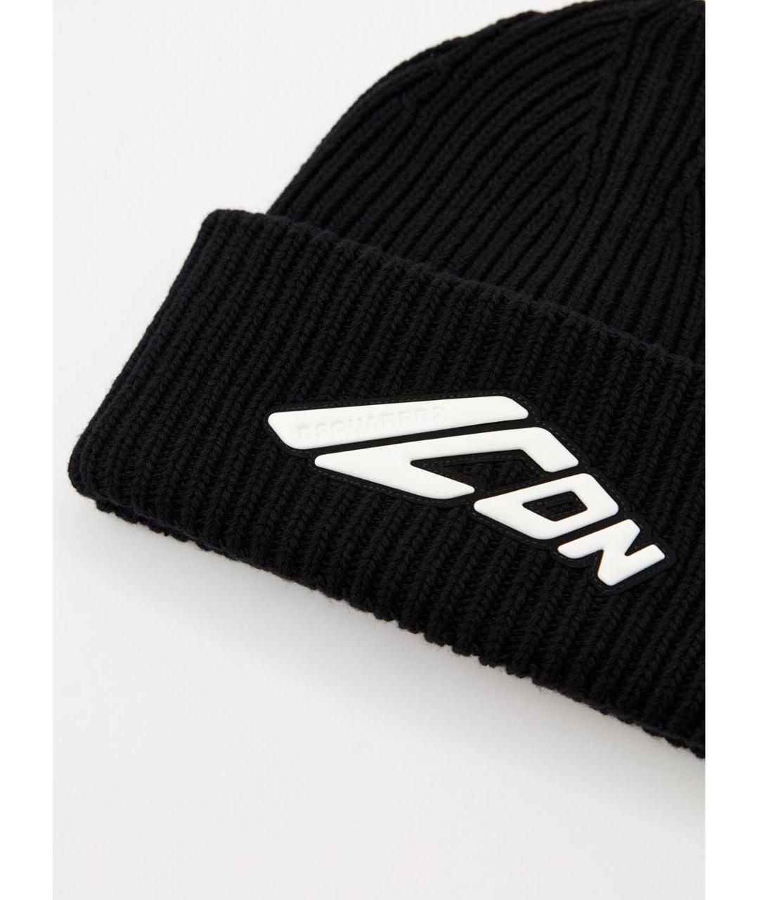 DSQUARED2 Черная шерстяная шапка, фото 3