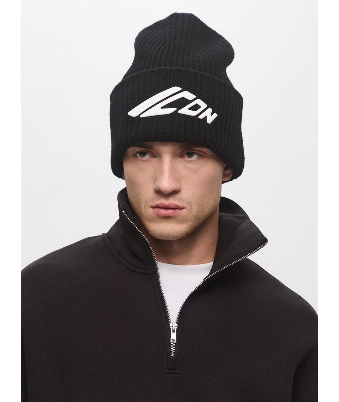 DSQUARED2 Черная шерстяная шапка, фото 4