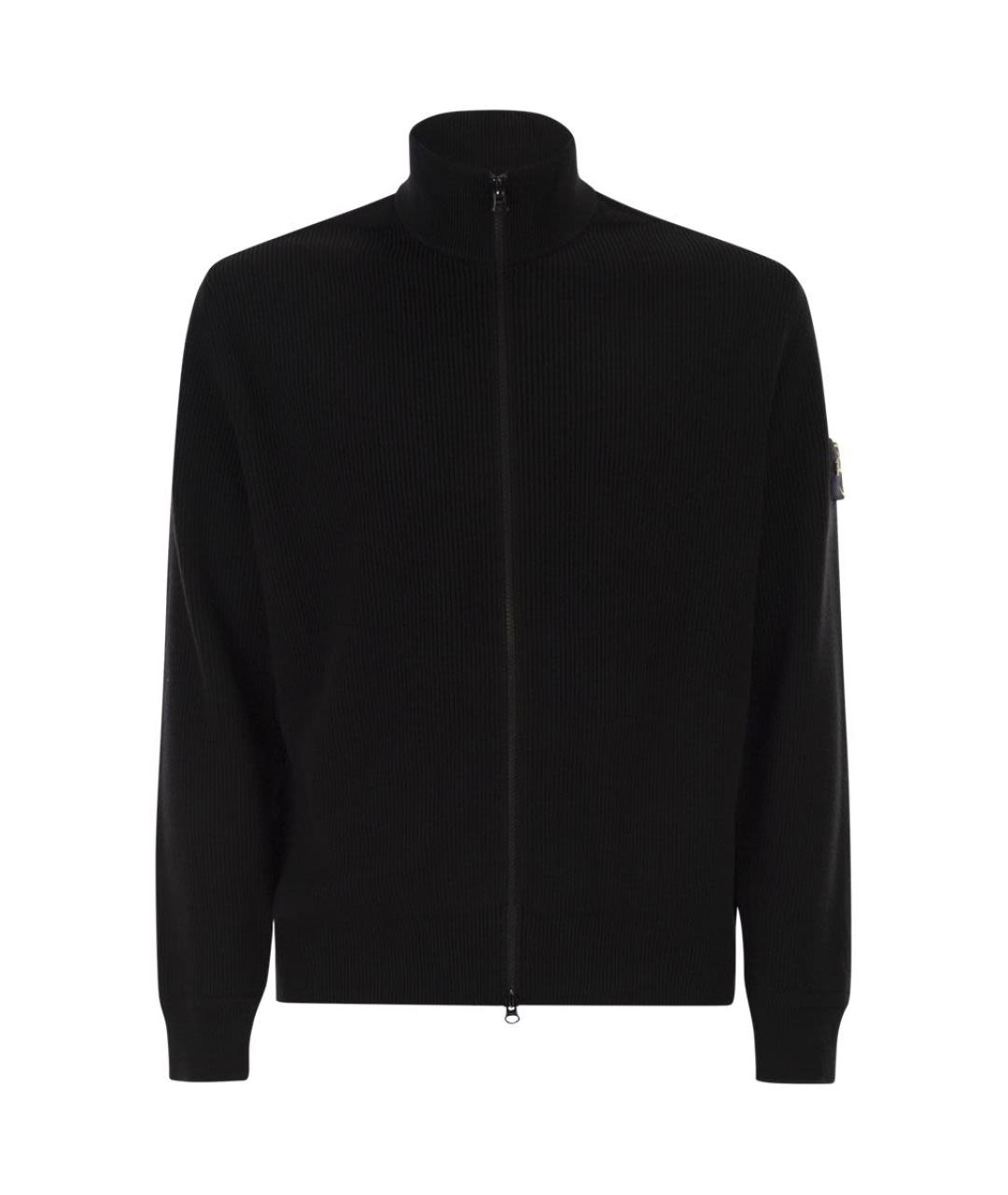 STONE ISLAND Черный хлопковый кардиган, фото 1