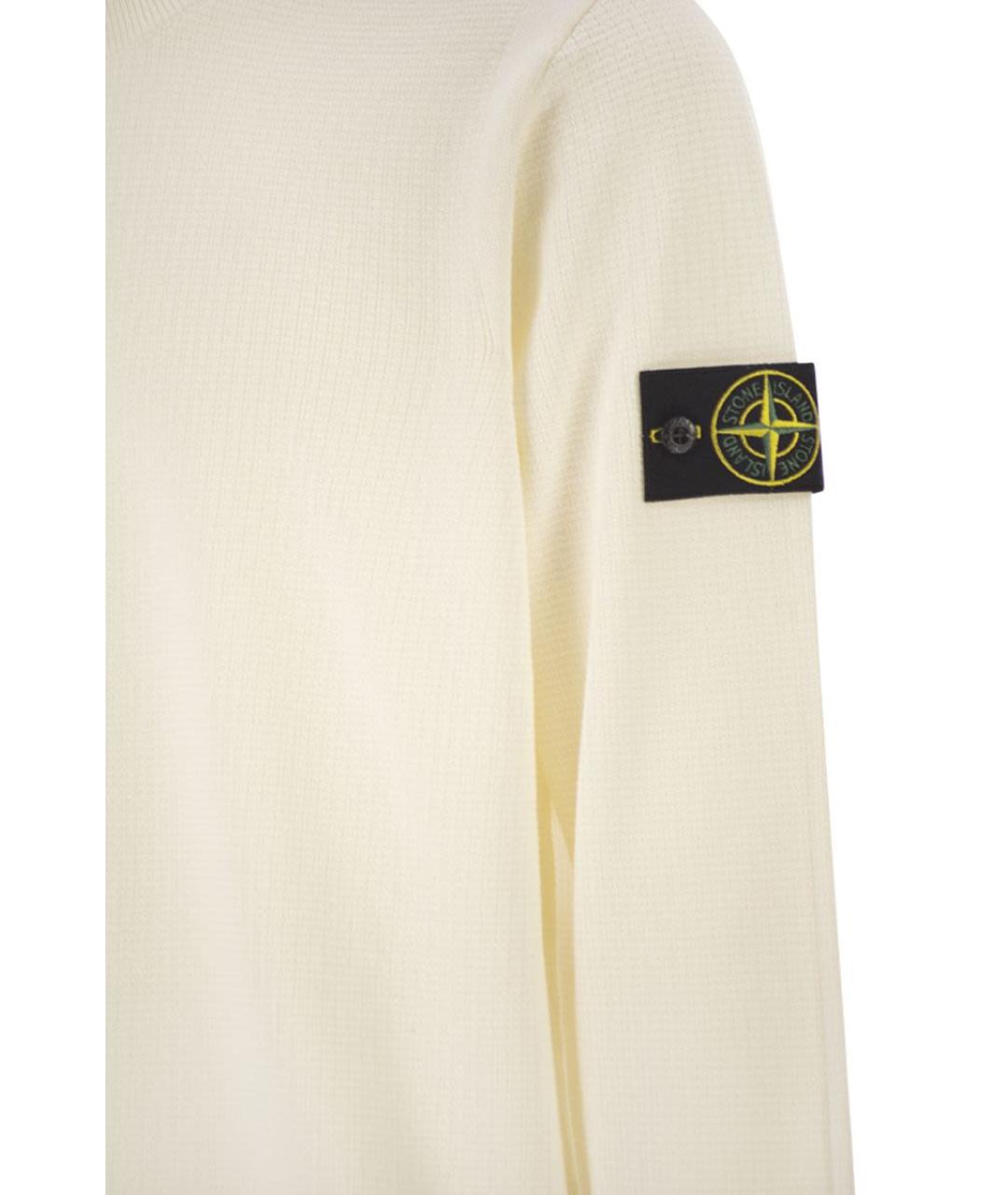STONE ISLAND Белый хлопковый джемпер / свитер, фото 4
