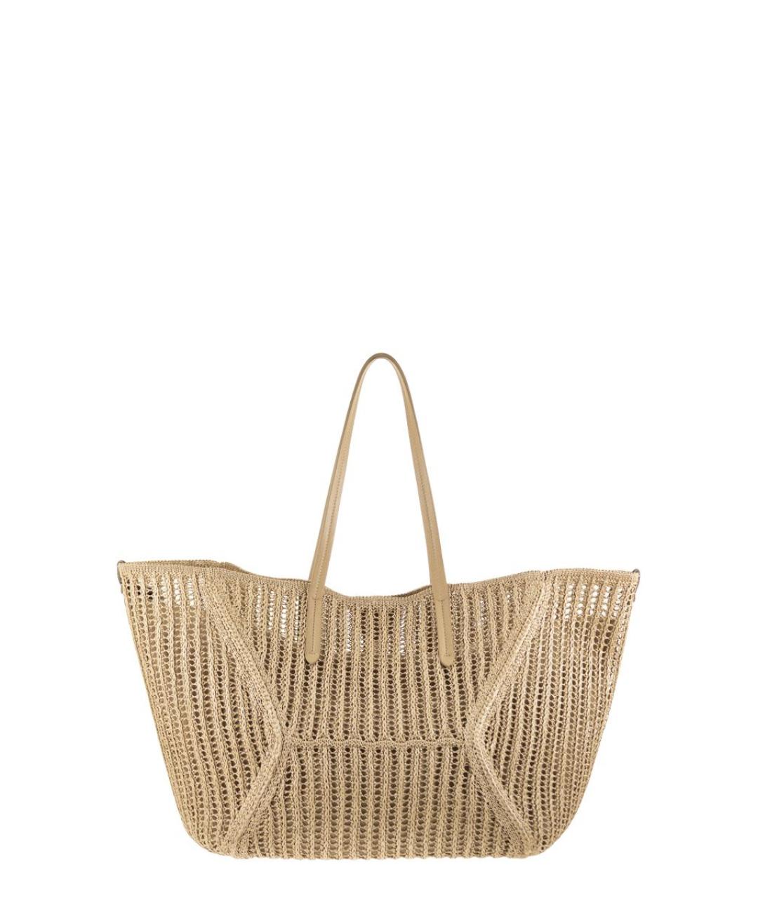 BRUNELLO CUCINELLI Бежевая пелетеная сумка тоут, фото 1