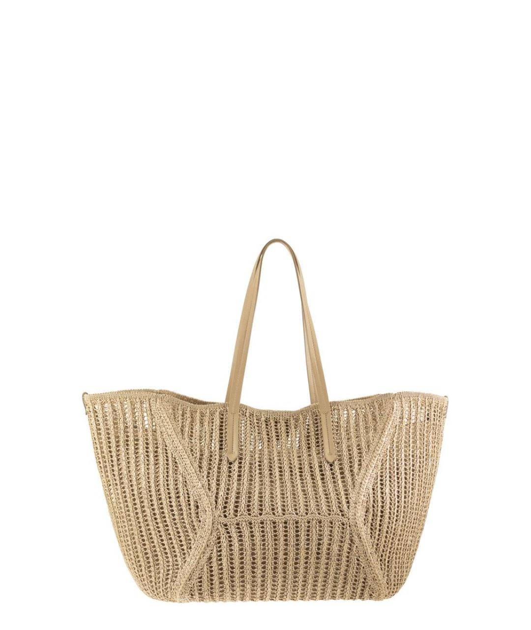 BRUNELLO CUCINELLI Бежевая пелетеная сумка тоут, фото 2