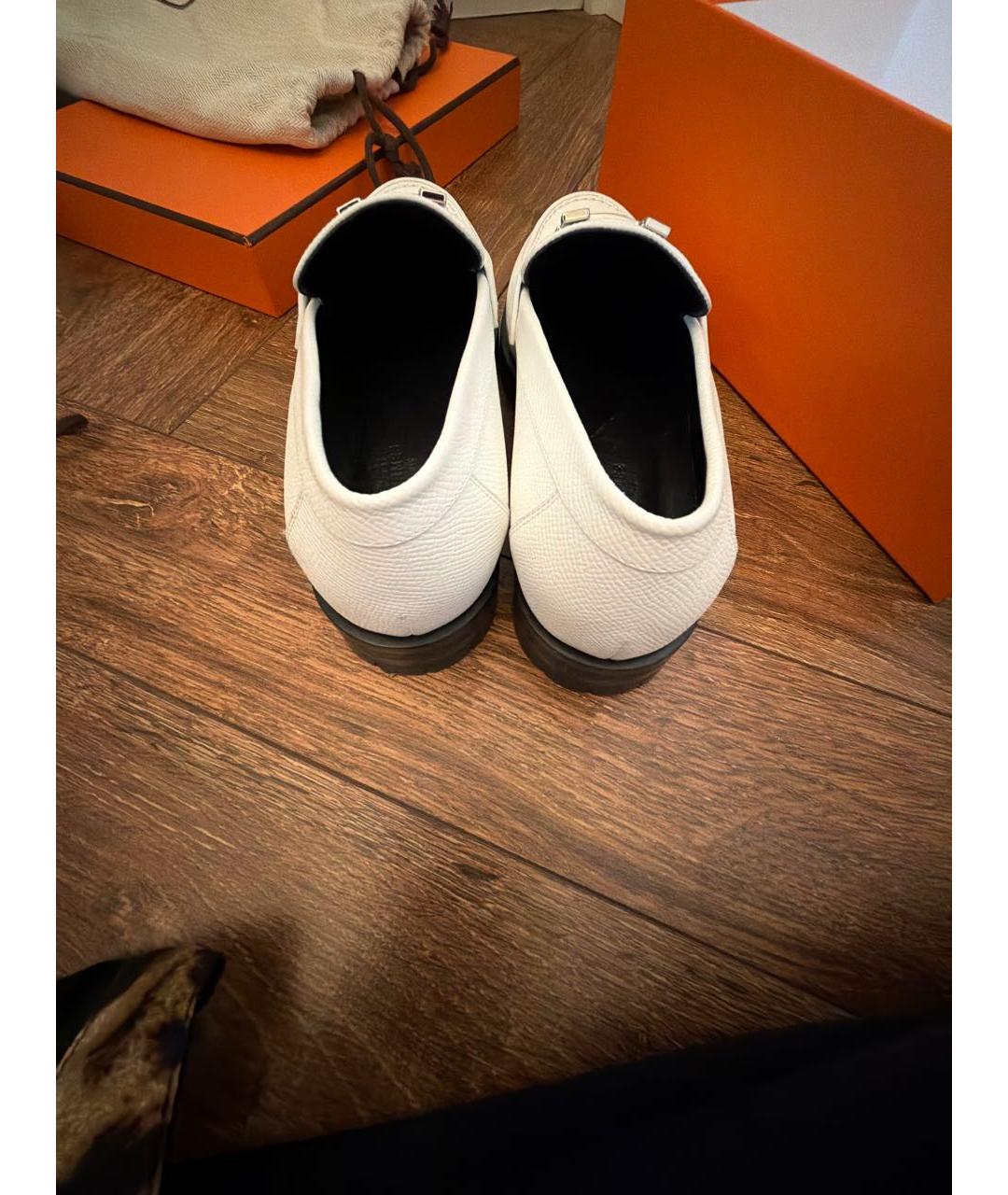 HERMES Белые кожаные лоферы, фото 4