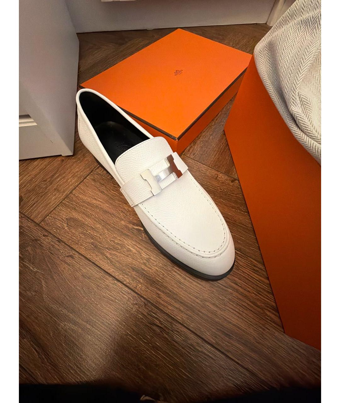 HERMES Белые кожаные лоферы, фото 5