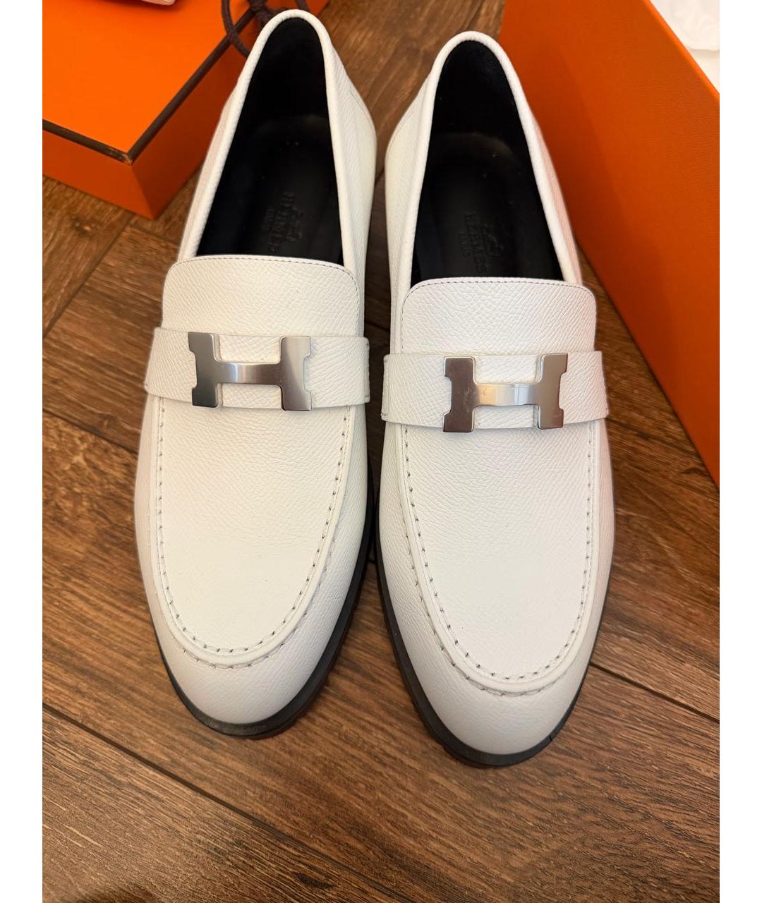 HERMES Белые кожаные лоферы, фото 2