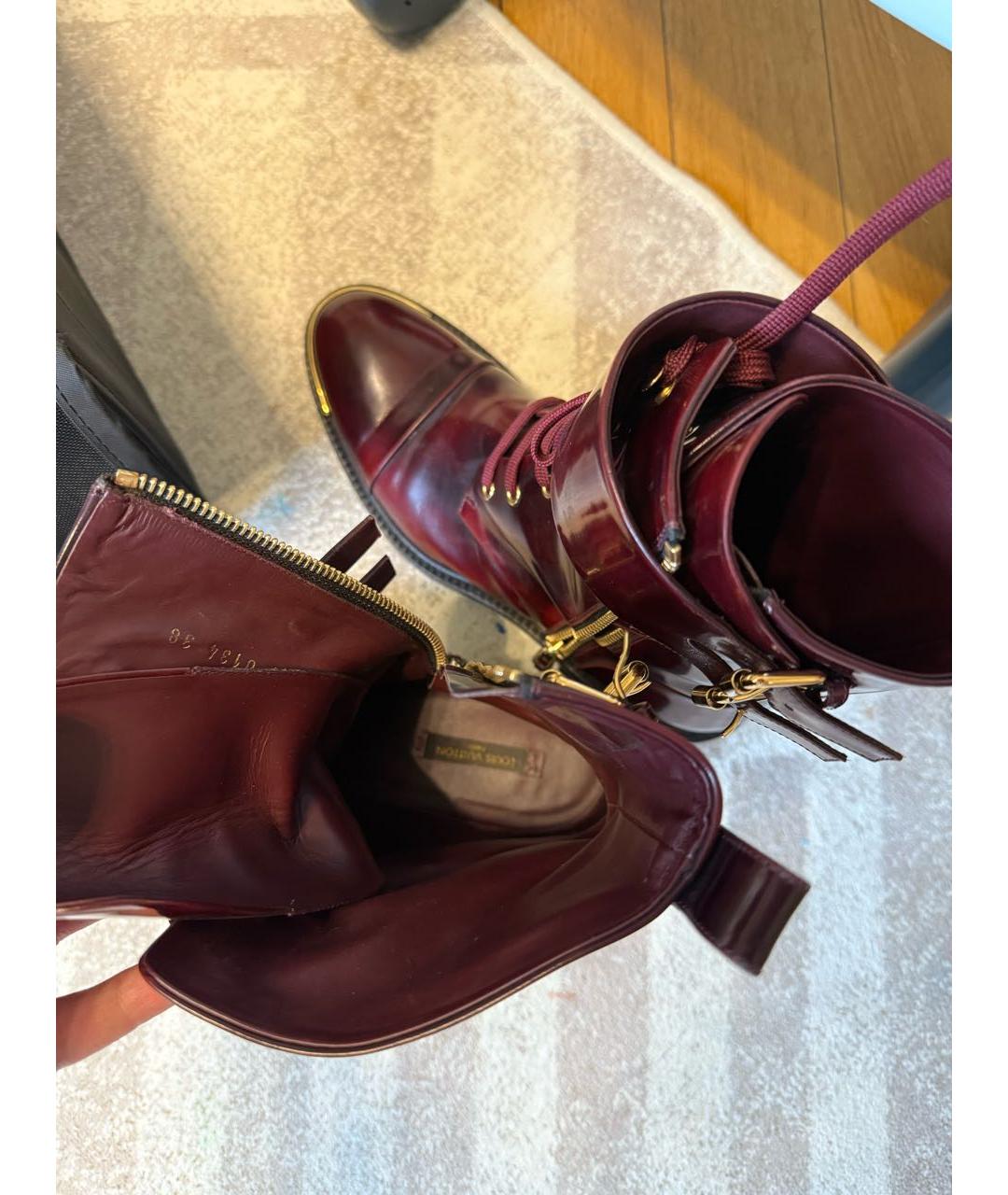LOUIS VUITTON Бордовые кожаные ботинки, фото 3