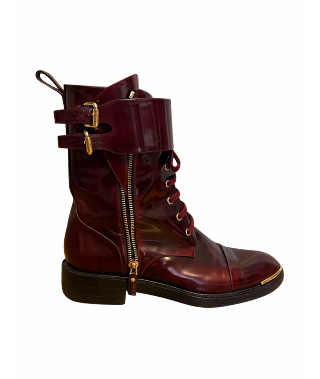 LOUIS VUITTON Бордовые кожаные ботинки, фото 1