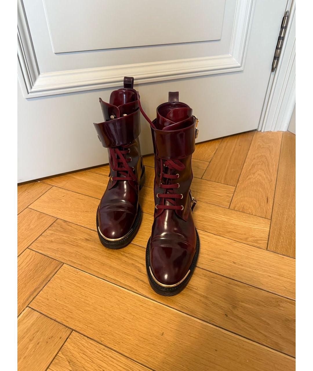 LOUIS VUITTON Бордовые кожаные ботинки, фото 2