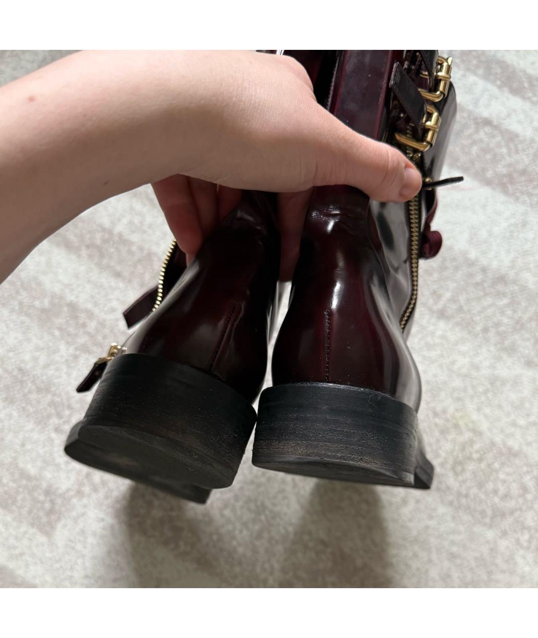 LOUIS VUITTON Бордовые кожаные ботинки, фото 4