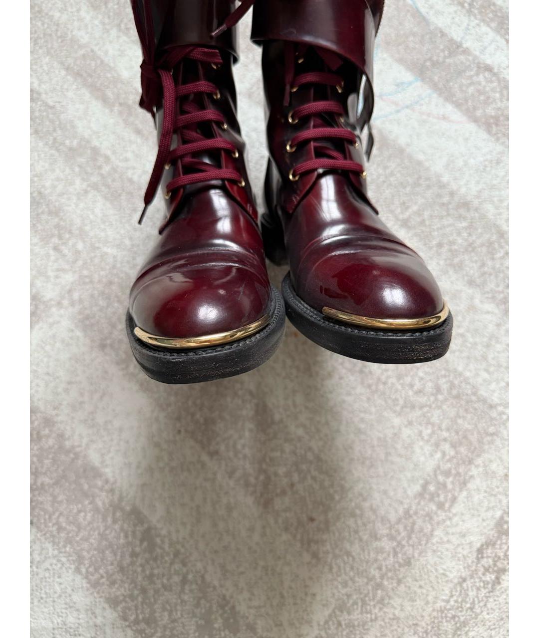 LOUIS VUITTON Бордовые кожаные ботинки, фото 7
