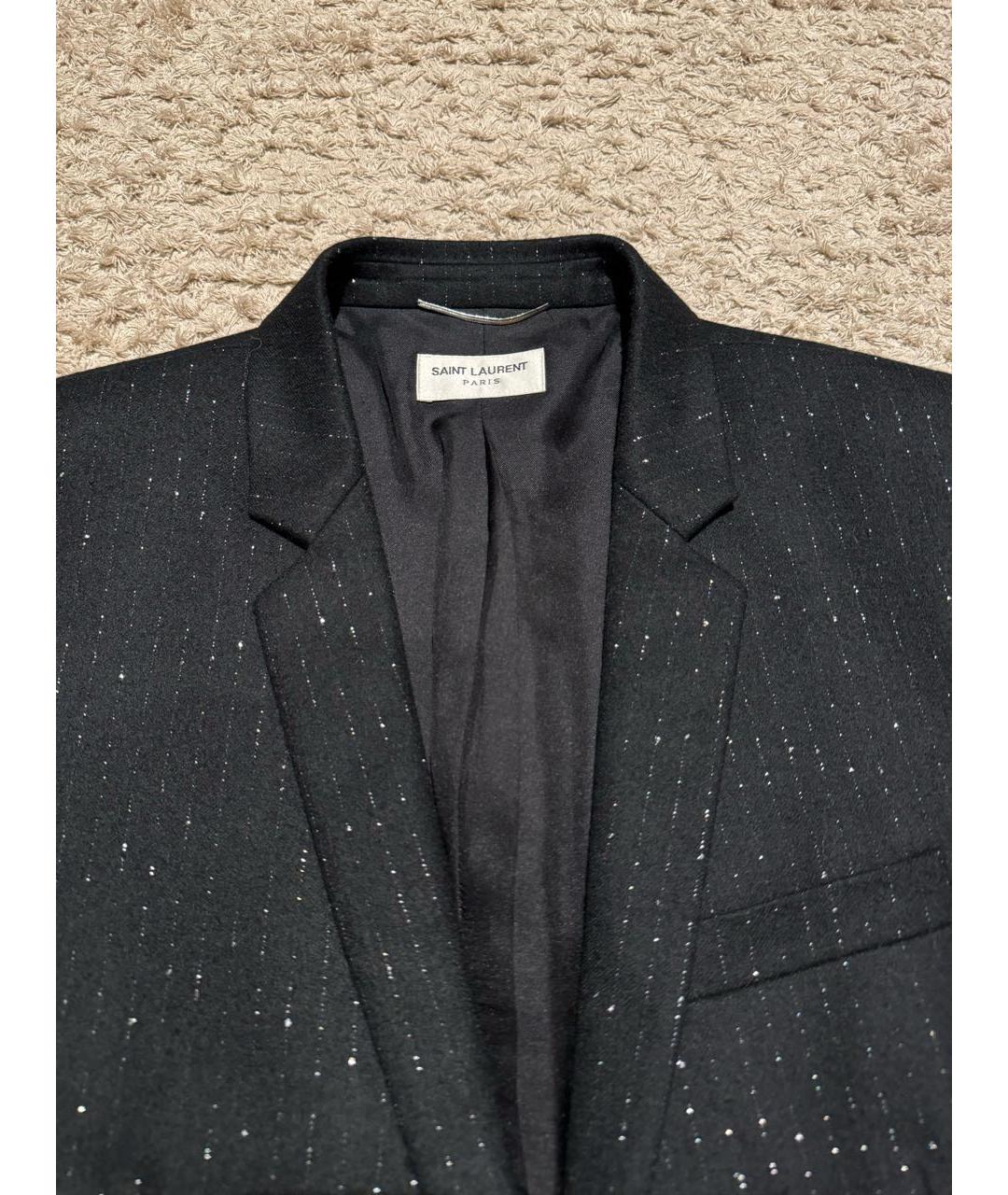 SAINT LAURENT Черный шерстяной пиджак, фото 3