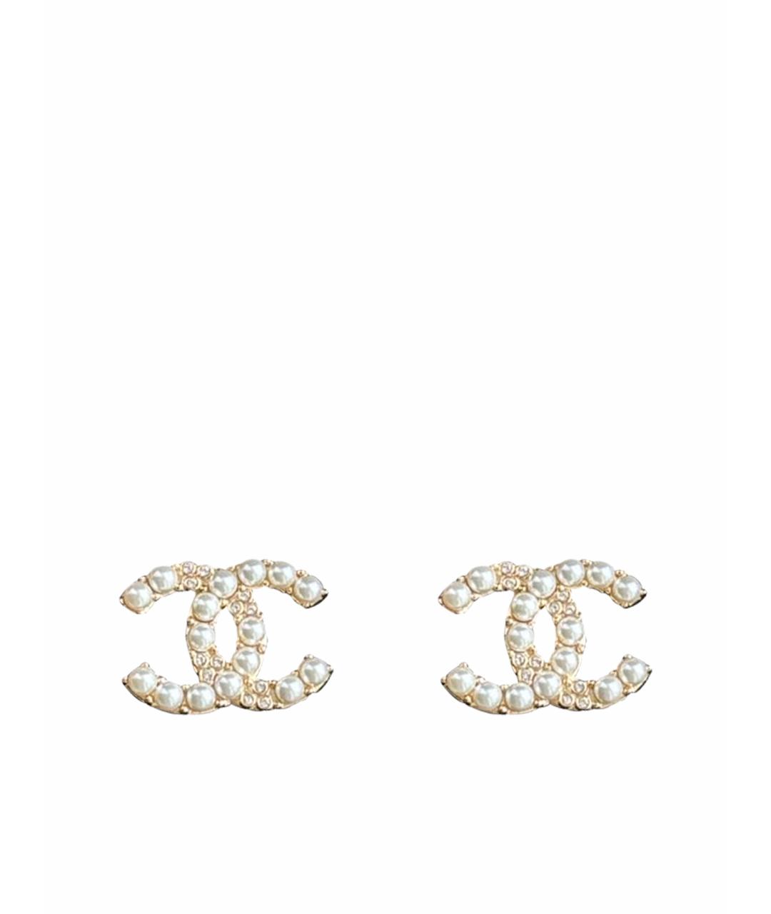 CHANEL Золотые металлические серьги, фото 1