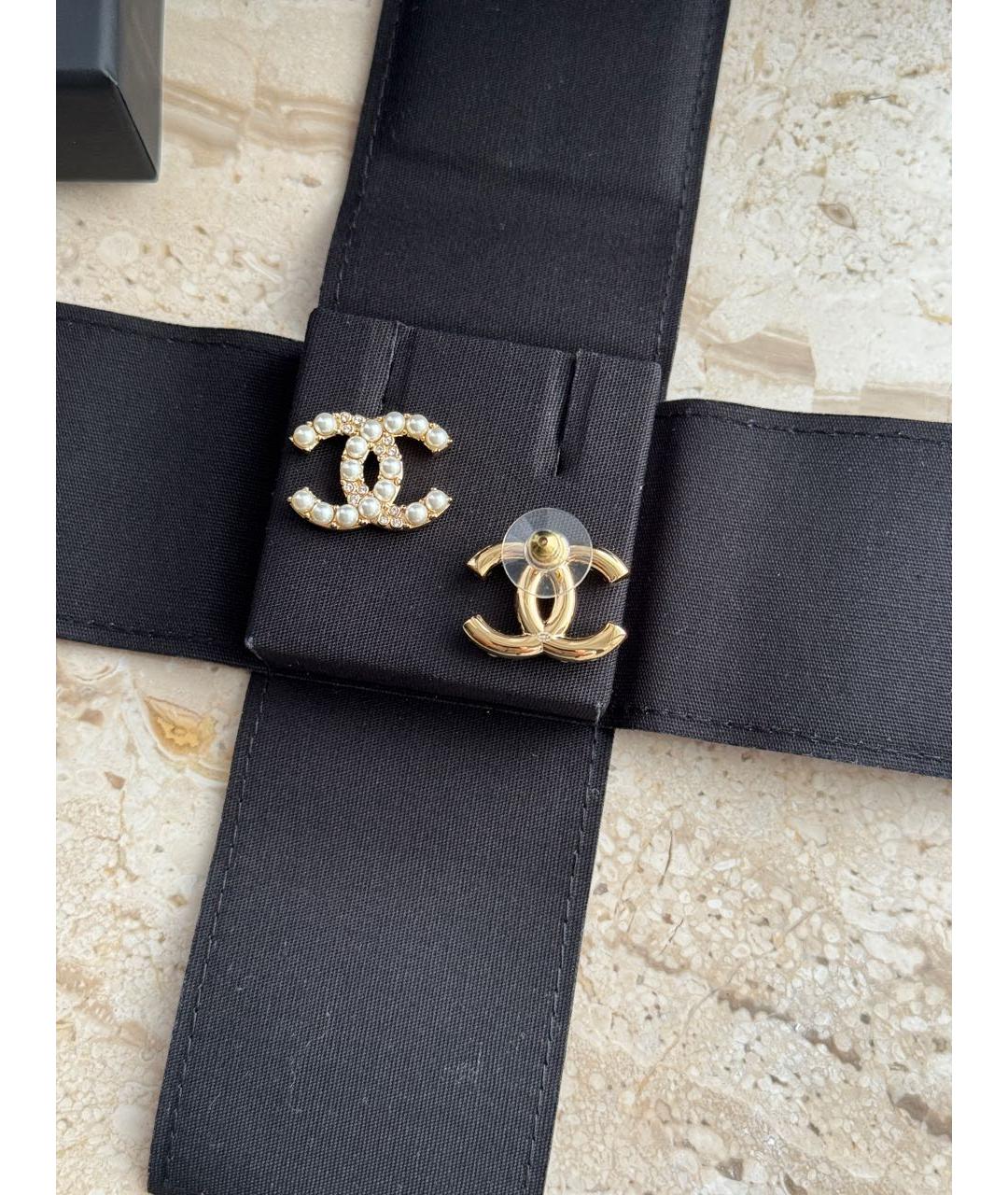 CHANEL Золотые металлические серьги, фото 4