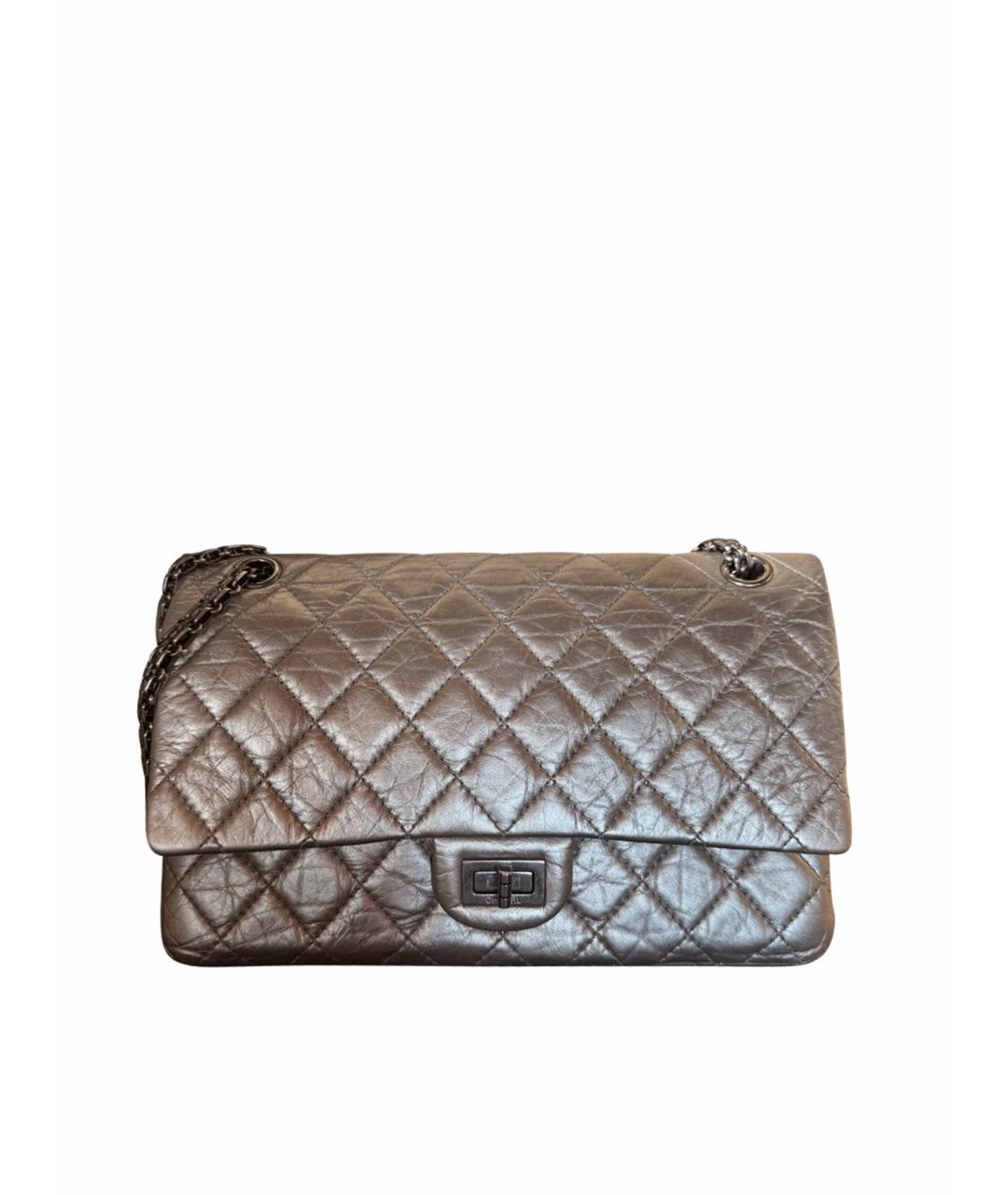 CHANEL Серебряная кожаная сумка через плечо, фото 1