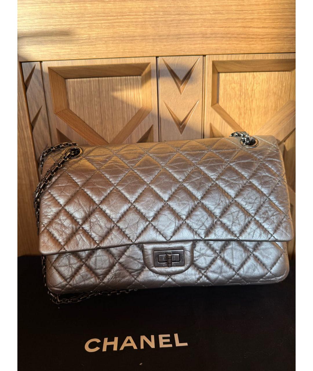 CHANEL Серебряная кожаная сумка через плечо, фото 9