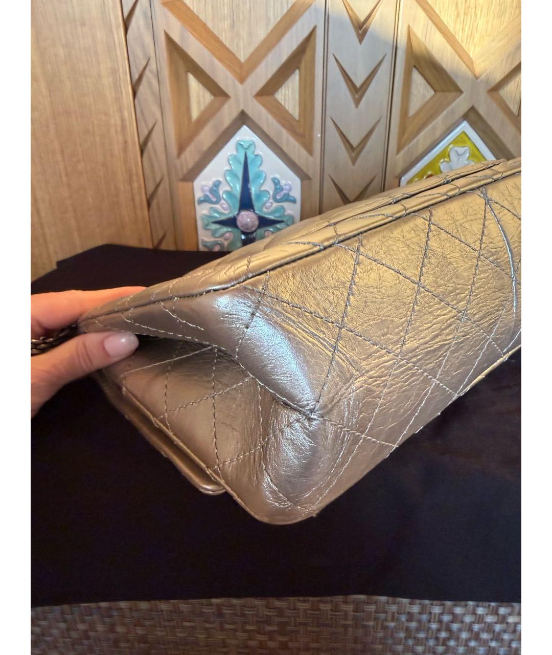 CHANEL Серебряная кожаная сумка через плечо, фото 5