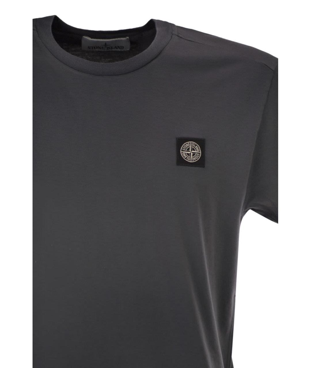 STONE ISLAND Серая хлопковая футболка, фото 4