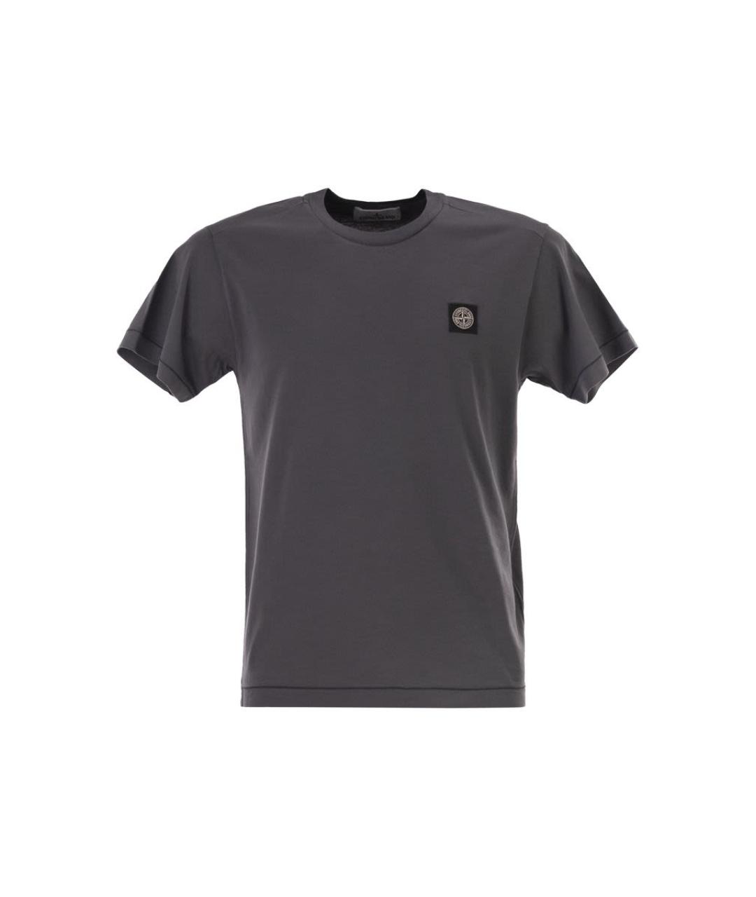 STONE ISLAND Серая хлопковая футболка, фото 1