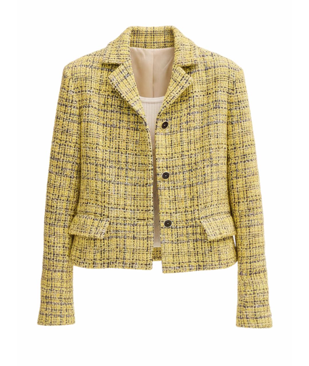 CHANEL Желтый твидовый жакет/пиджак, фото 1