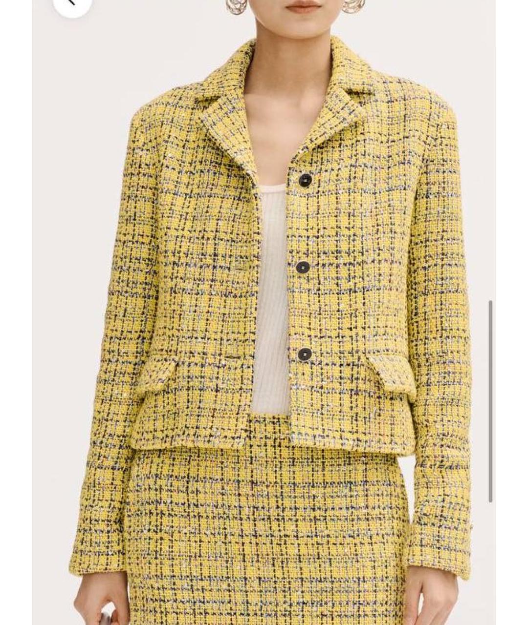 CHANEL Желтый твидовый жакет/пиджак, фото 3