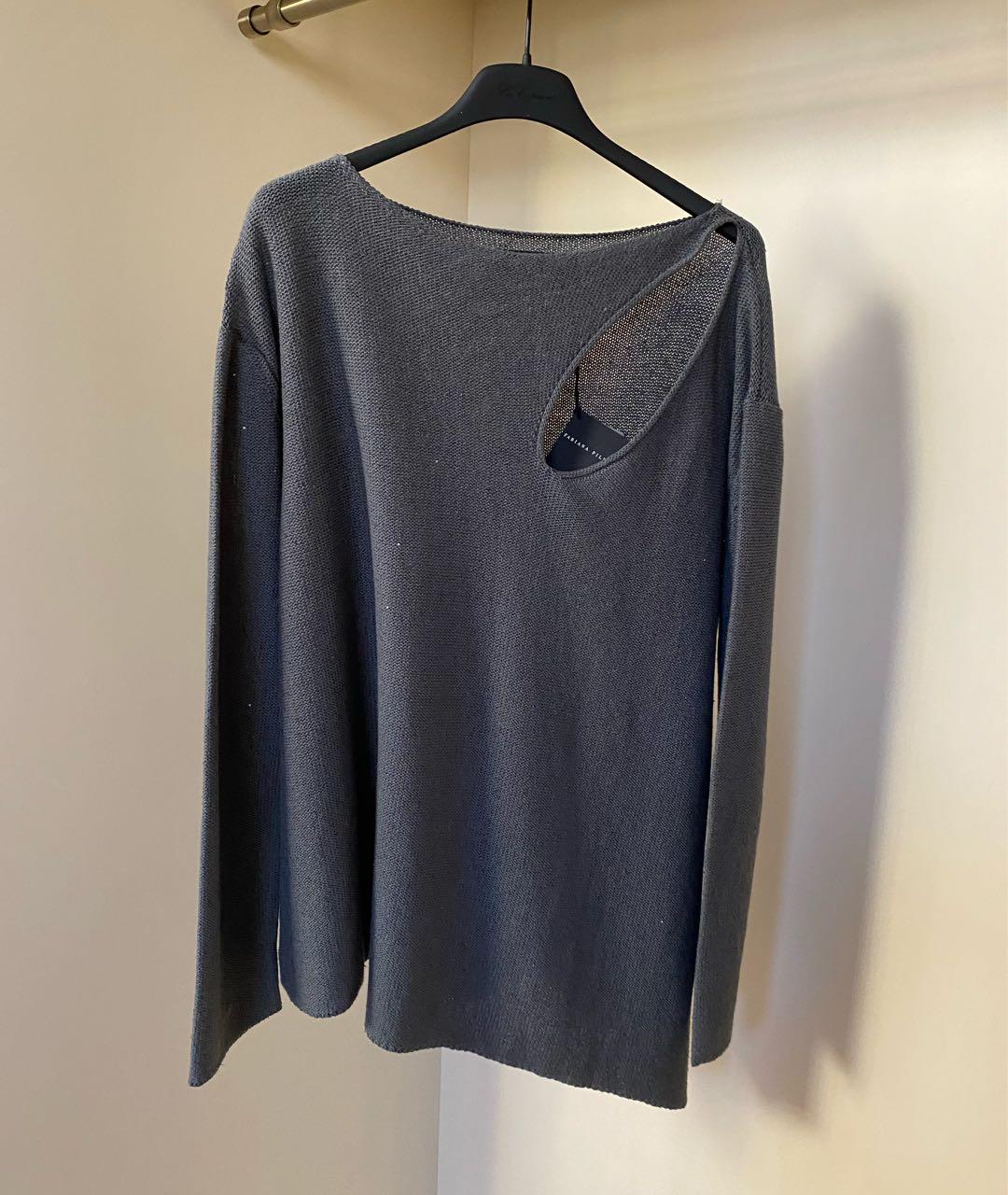 FABIANA FILIPPI Серый хлопковый джемпер / свитер, фото 3