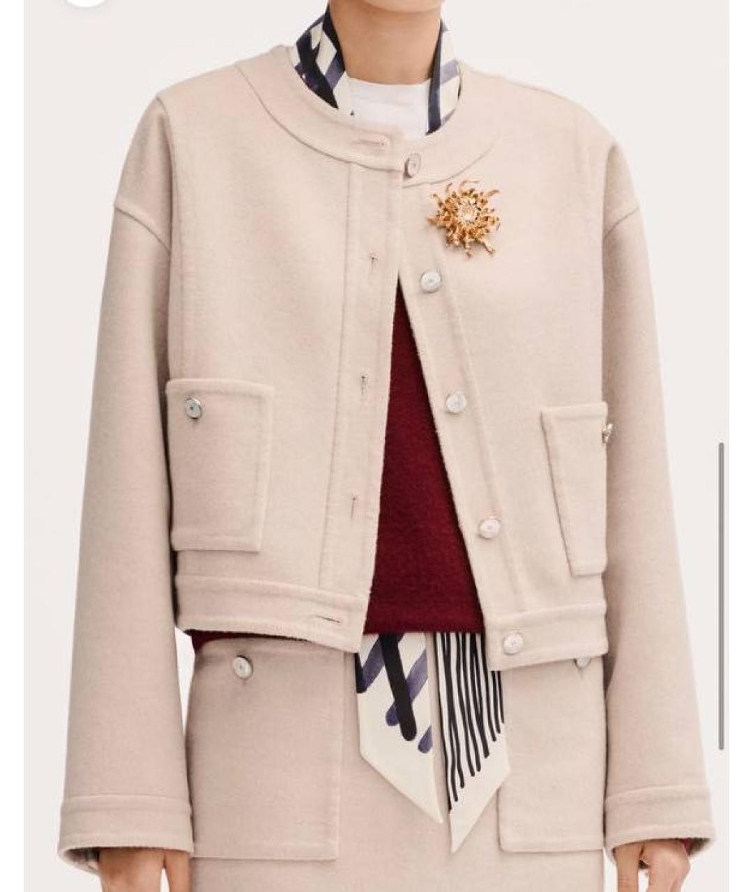 CHANEL Бежевый кашемировый жакет/пиджак, фото 4