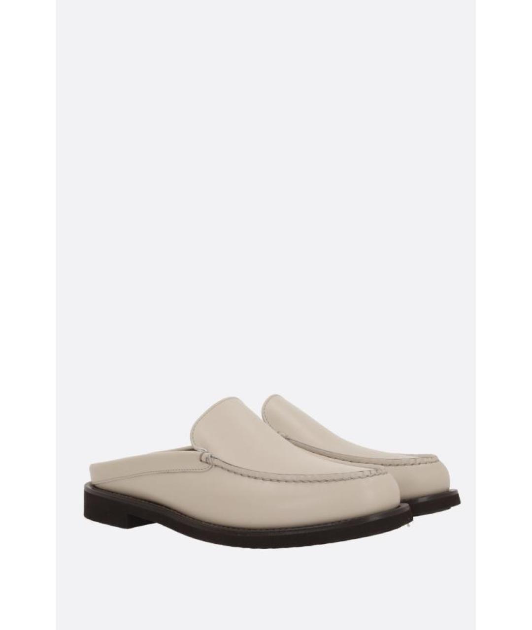 BRUNELLO CUCINELLI Бежевые кожаные сабо, фото 3