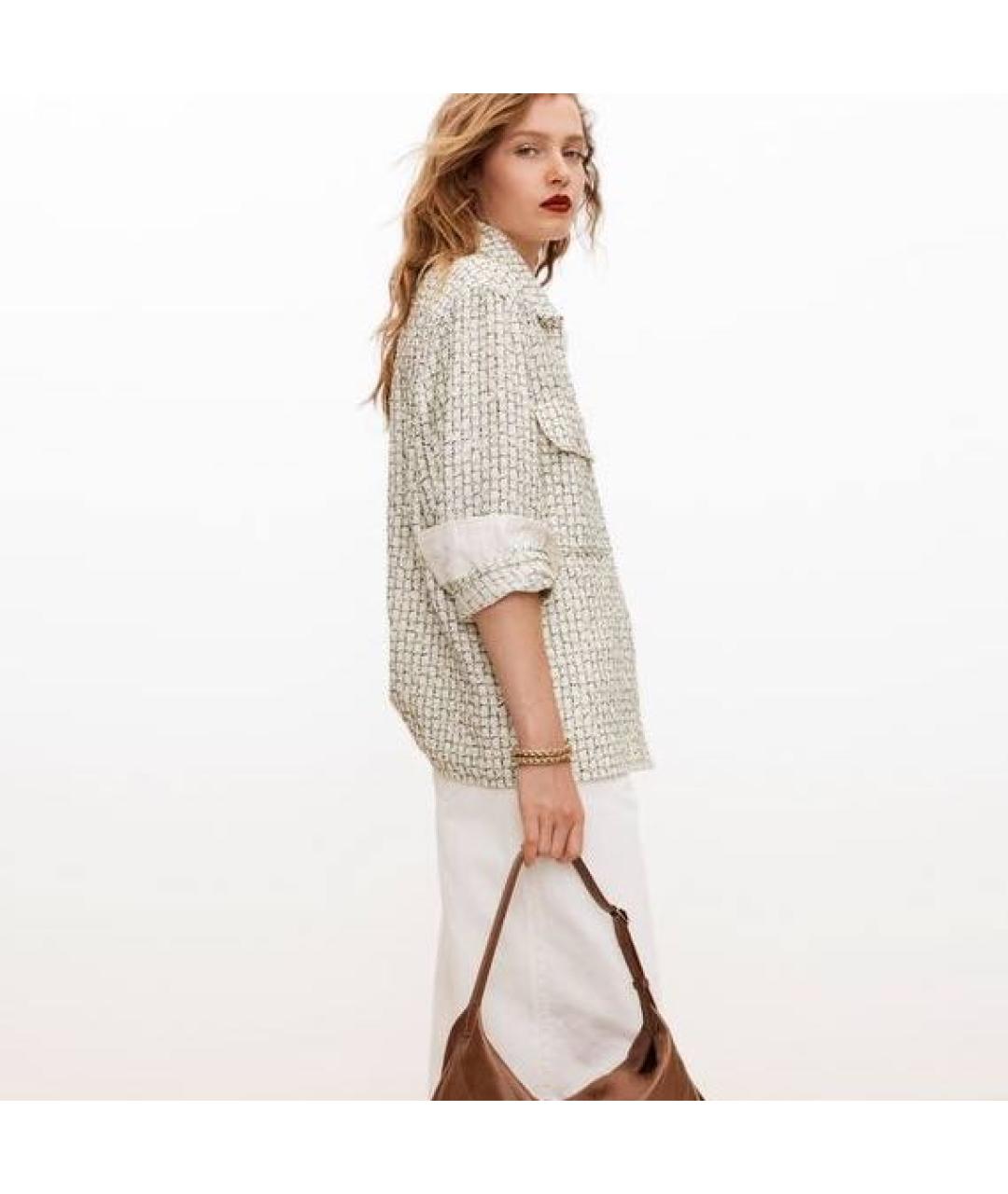 CHANEL Бежевый шелковый жакет/пиджак, фото 2