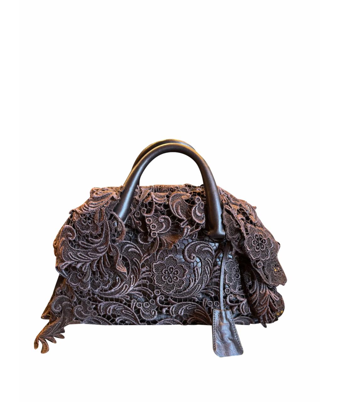 PRADA Коричневая кожаная сумка с короткими ручками, фото 1