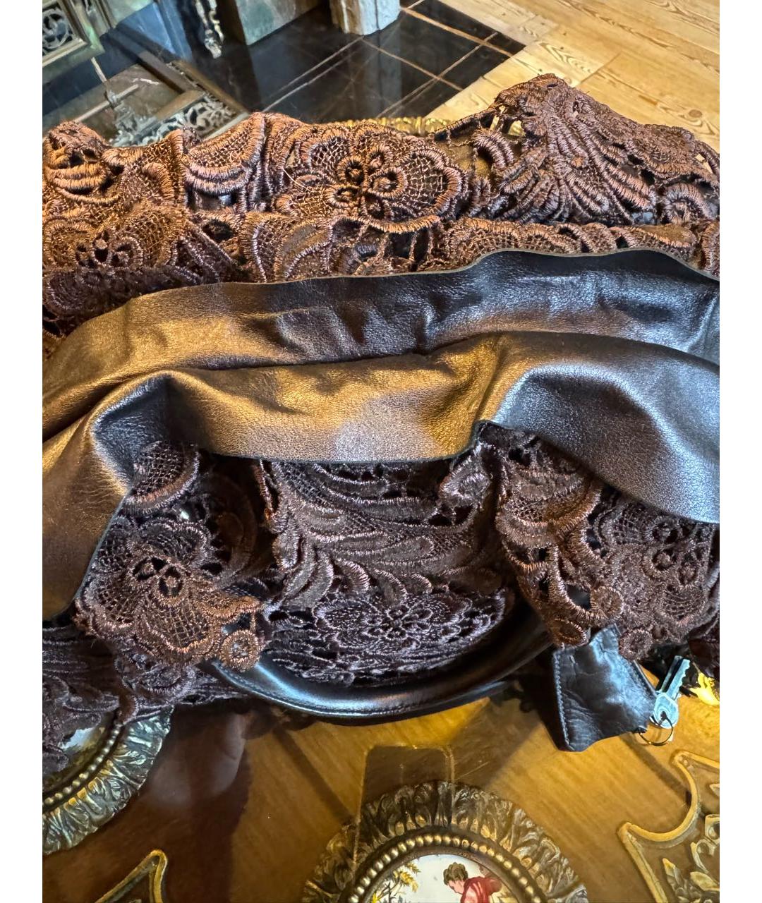 PRADA Коричневая кожаная сумка с короткими ручками, фото 6