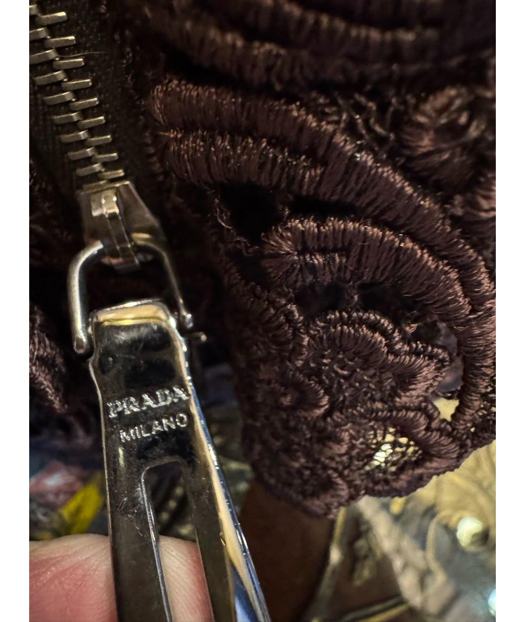 PRADA Коричневая кожаная сумка с короткими ручками, фото 7